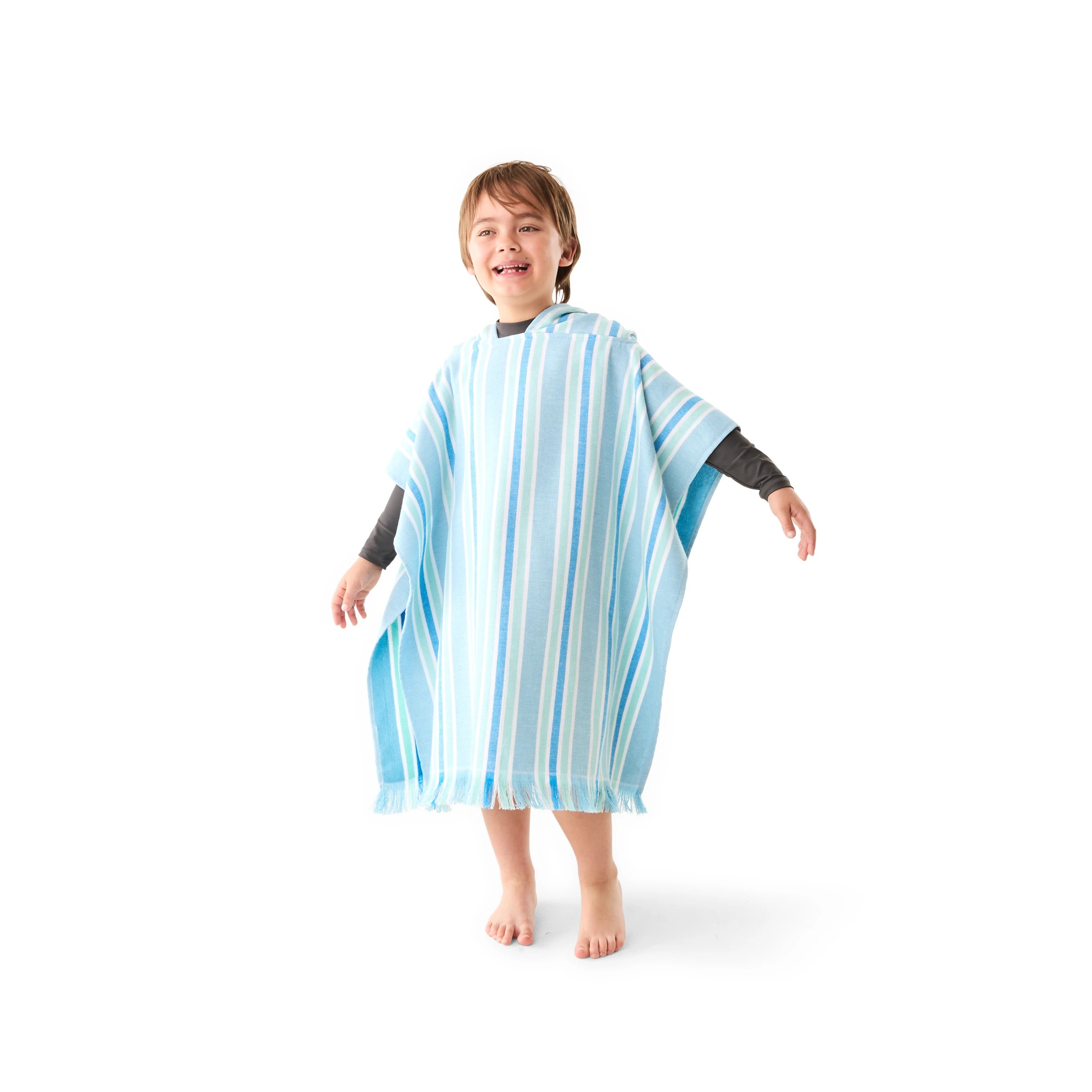 1 Cotton Kids Hooded Beach Towel - Blue, 1 of 9