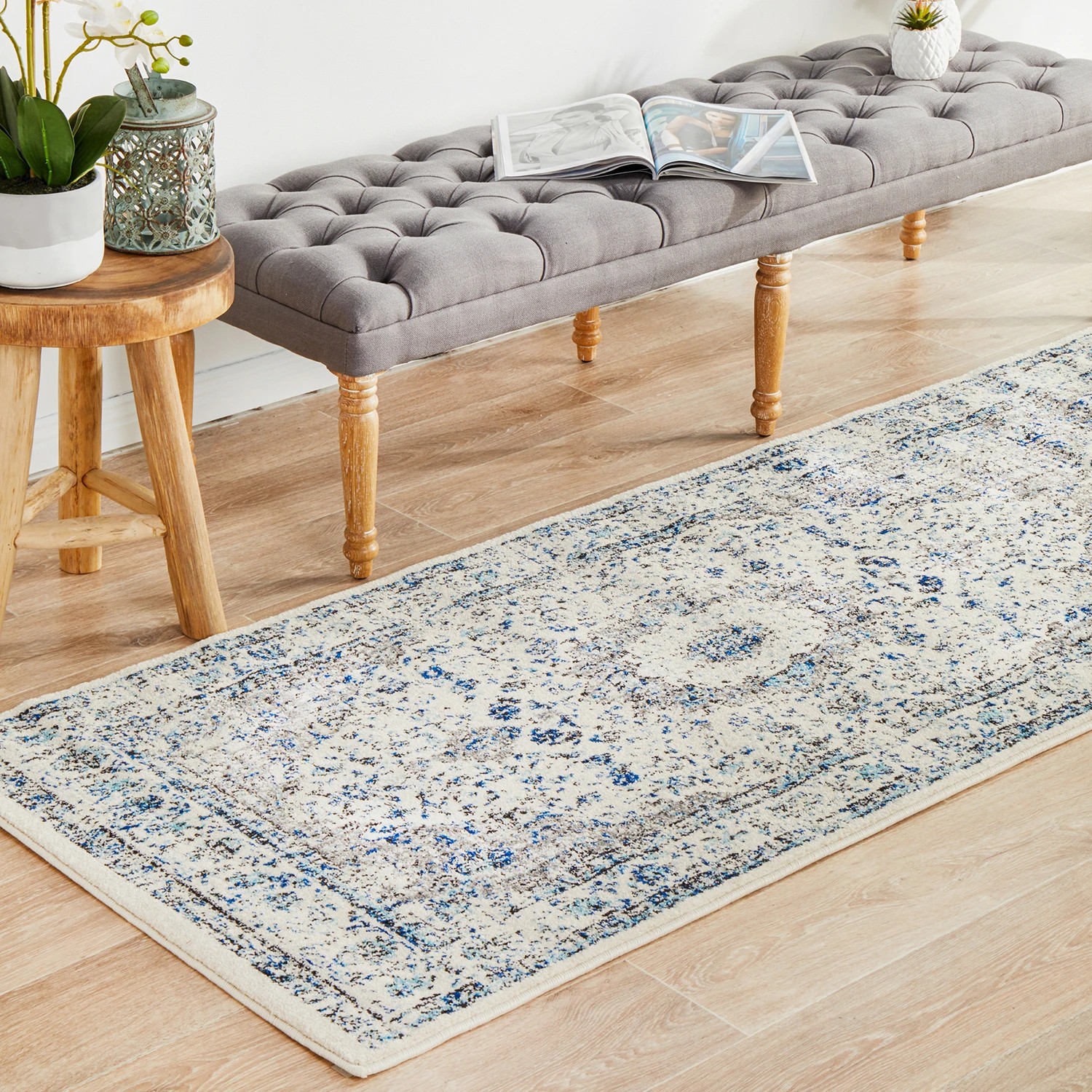 3 Common Ground Rugs Encore 251 300x80cm Runner - Medium Pet Friendly Rug - White, 3 of 7