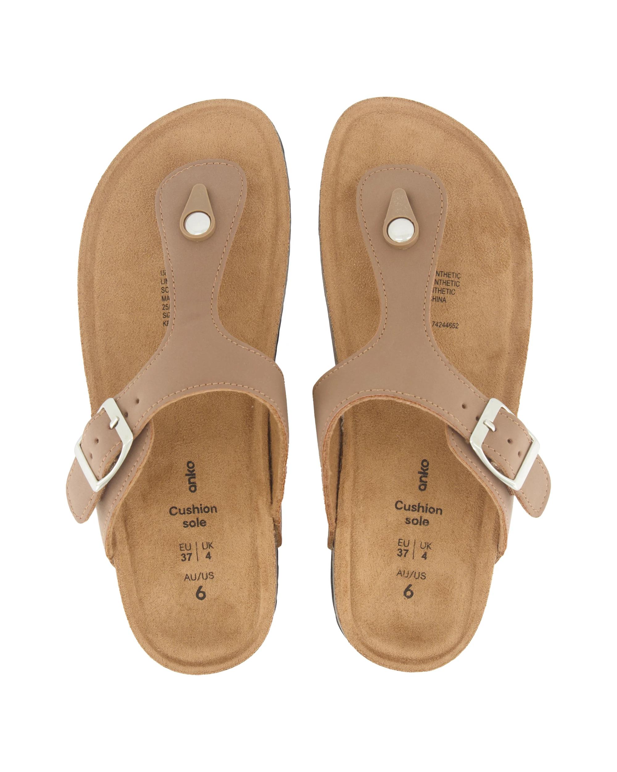 2 Footbed Toe Post Slides Brown, 2 of 3