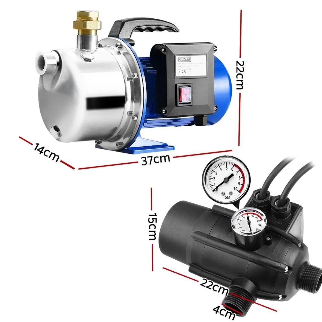 2 Giantz Garden Water Jet Pump High Pressure 1100W Tank Rain Farm Irrigation - Multi, 2 of 7