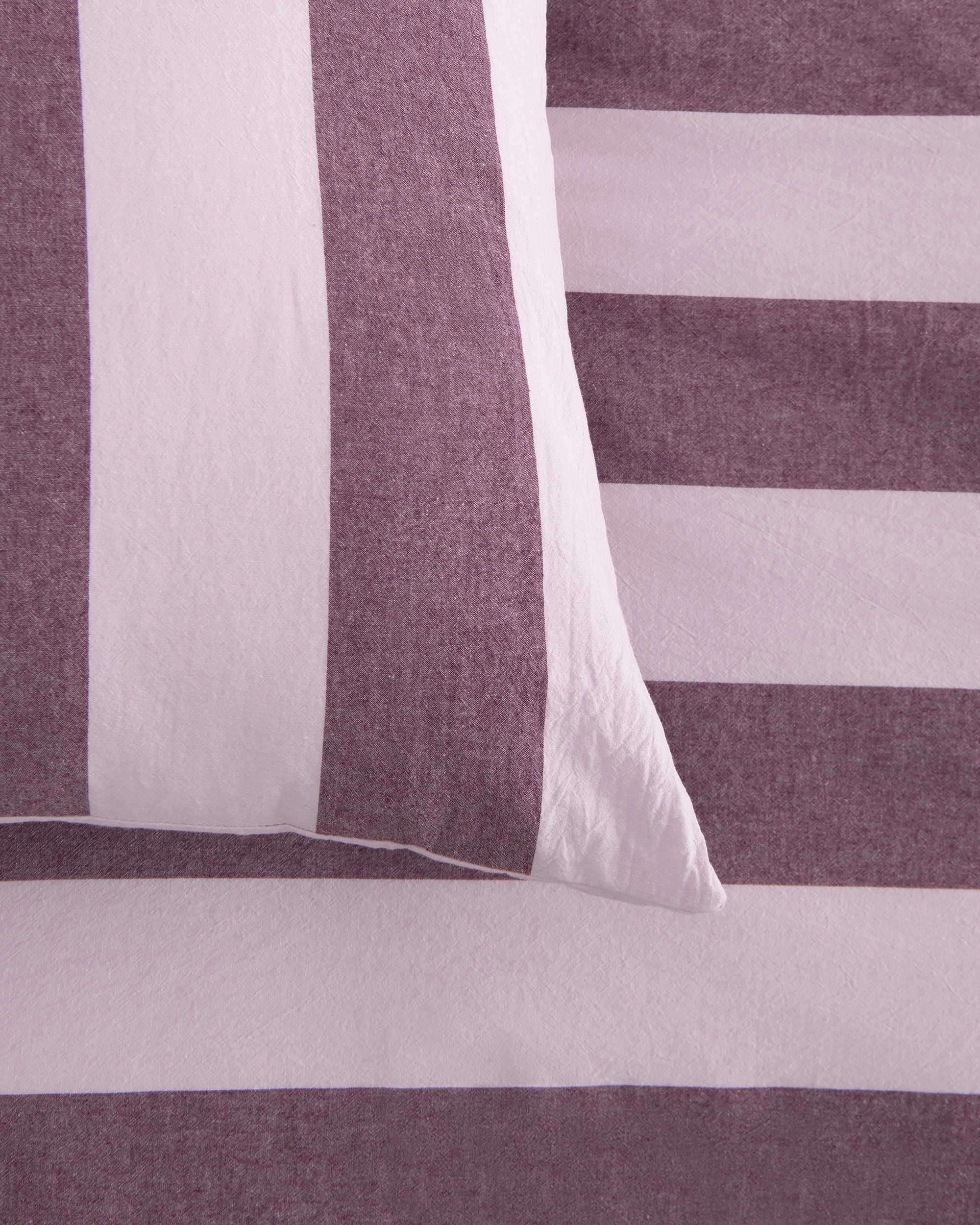 4 Dreamaker Bowie Washed Cotton Yarn Dyed Stripe Quilt Cover Set - Queen Bed - Mauve/Cherry, 4 of 6