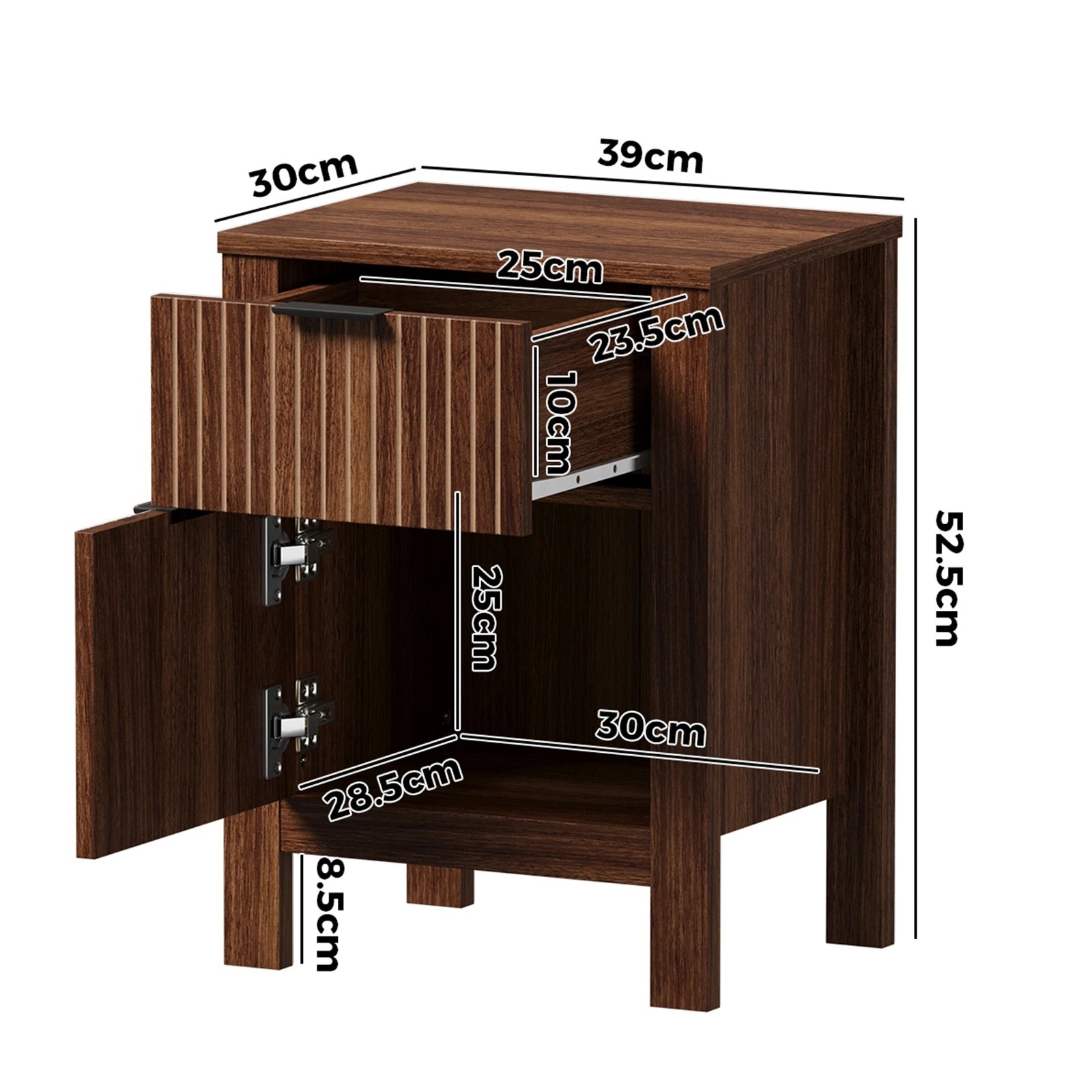 2 Oikiture Modern Bedside Table Nightstand Drawer Shelf Door Cabinet - Natural, 2 of 9