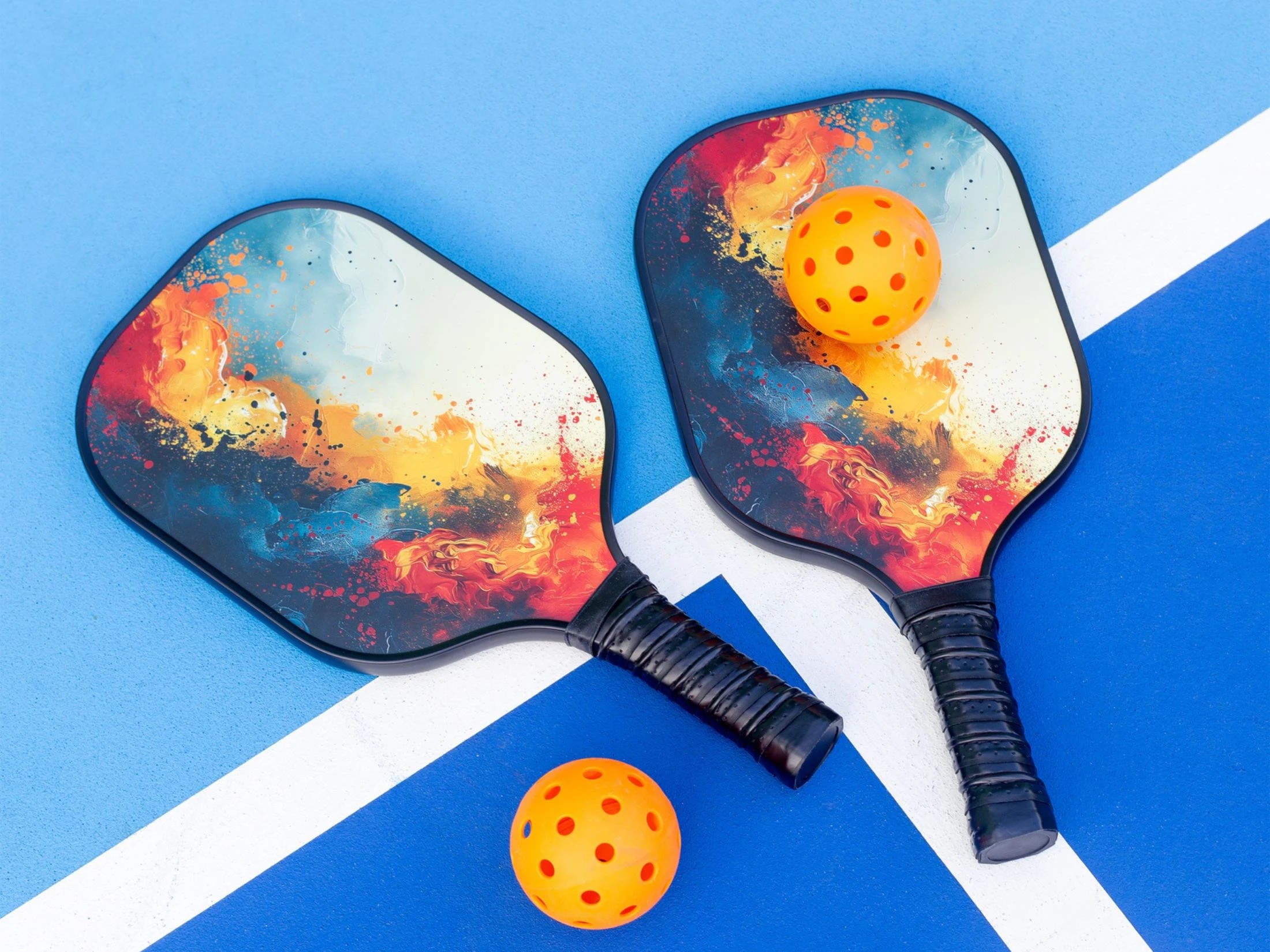 5 Hacienda Pickleball Set with 6 Aerodynamic Balls and 2 Fiberglass Paddles, 5 of 6