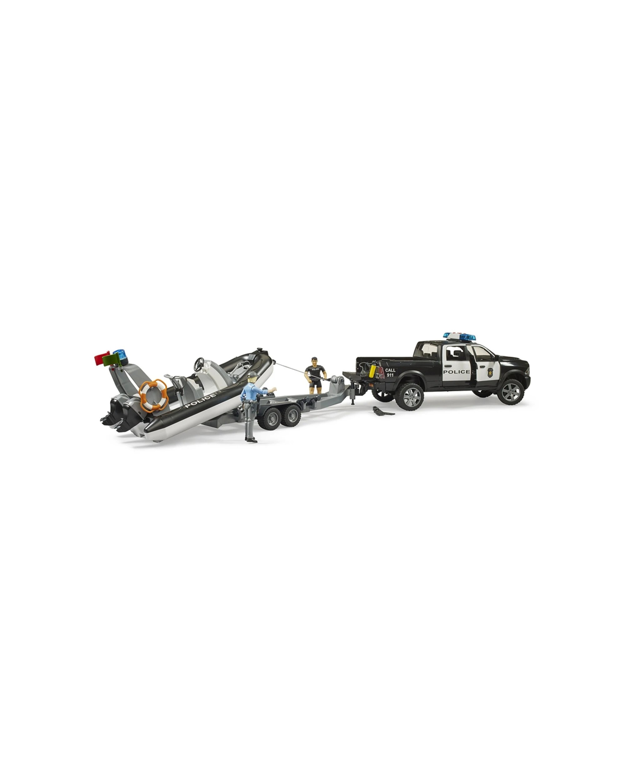 5 Bruder 1 16 Light Up Ram Police Pickup Trailer With Boat And Figures Kids Toy 4y+ - Multi, 5 of 5