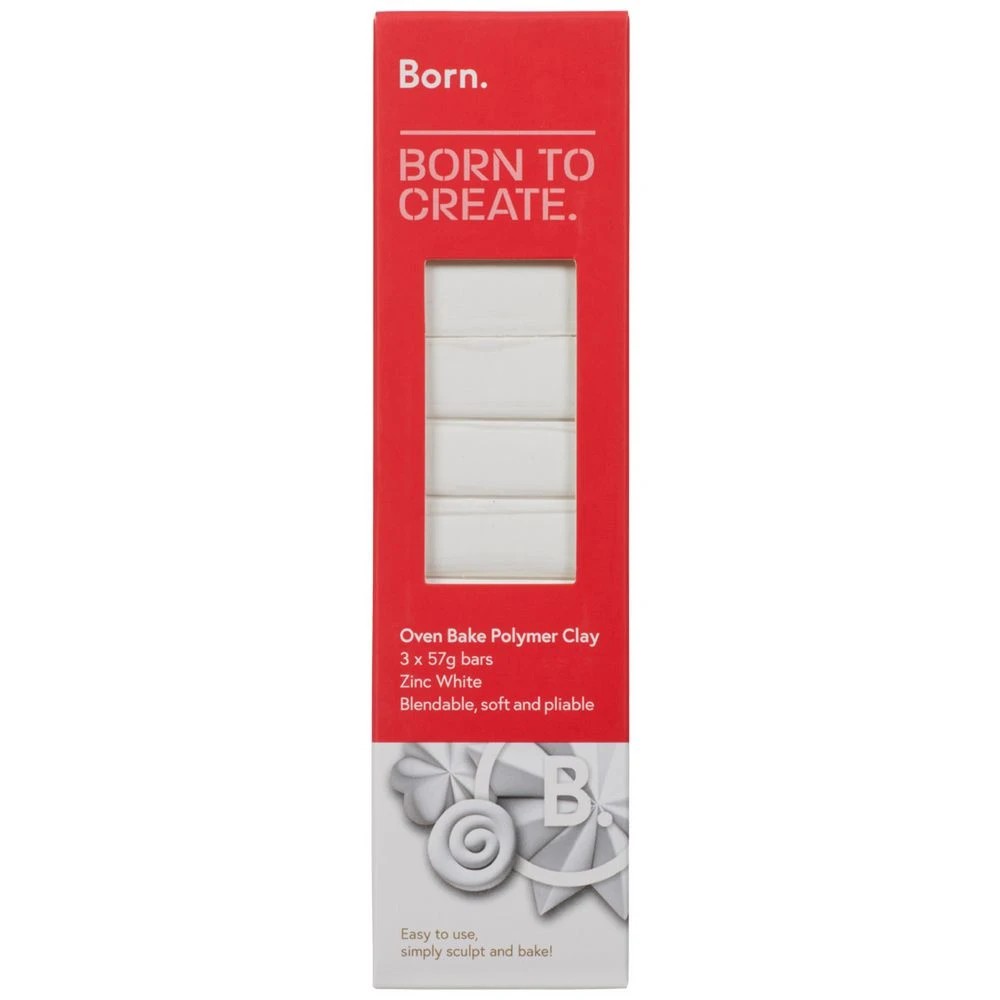 1 Born Oven Bake Polymer Clay Zinc White 3 Pack, 1 of 4