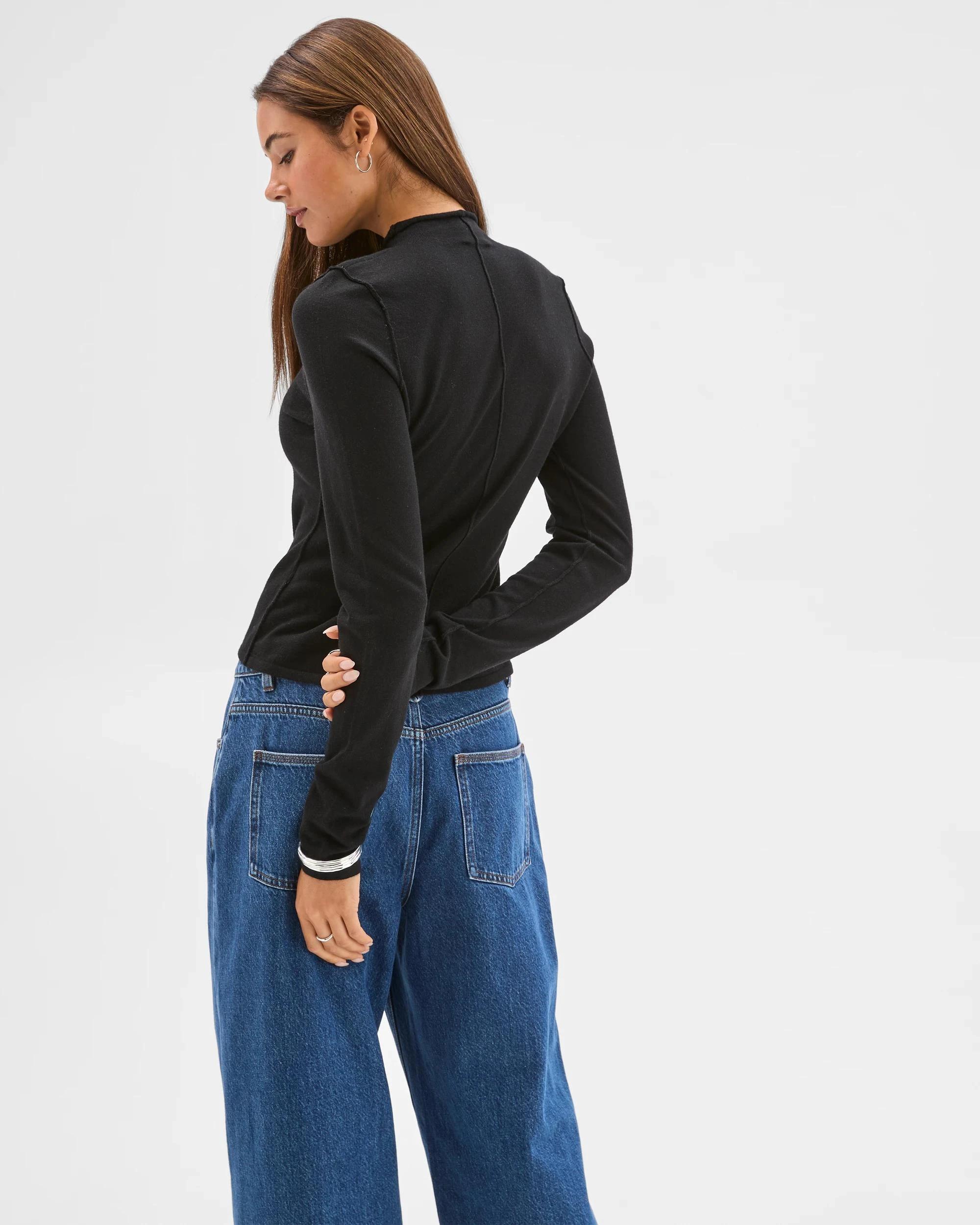 7 Lily Loves Exposed Seam Skivvy Top BLACK, 7 of 8