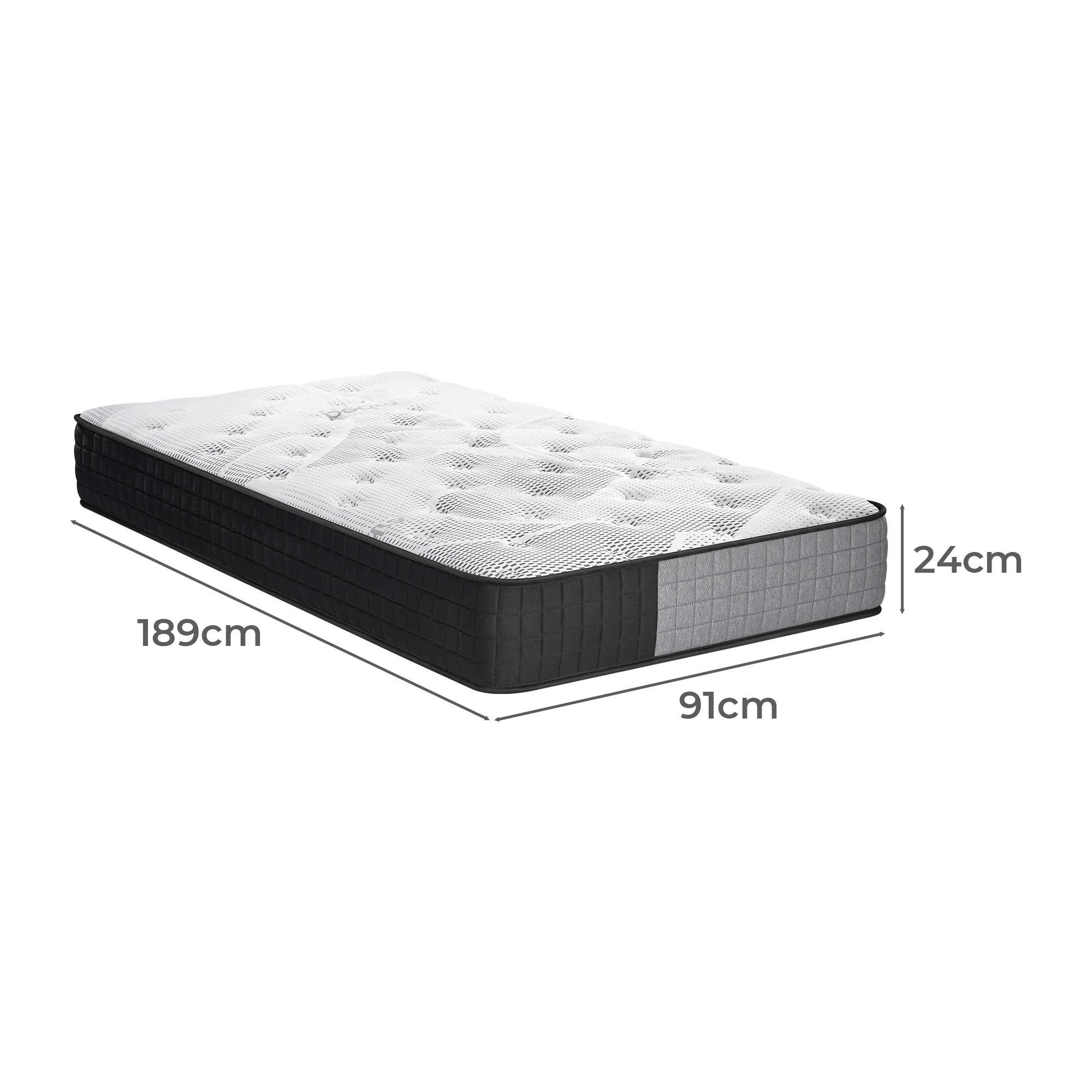2 Bedra Bedding Single Mattress Tight Top Foam Pocketed Springs Anti-disturbance 24cm - Multi, 2 of 5