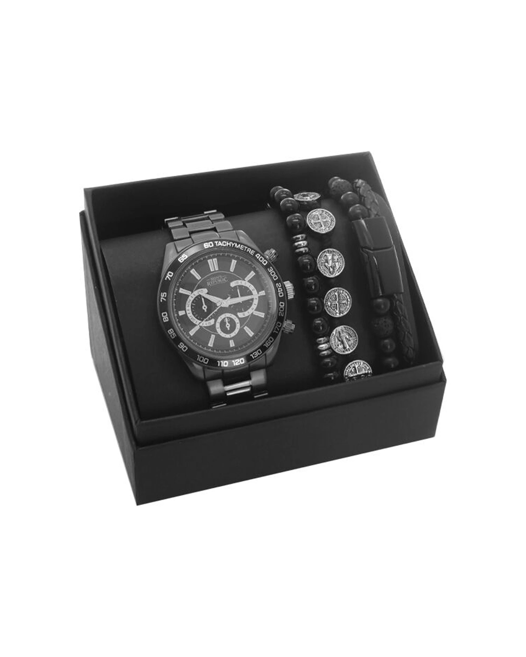 2 Men'S Republic Quartz Watch Set And 3 Bracelets Alloy Watch Gift Box - Grey, 2 of 3