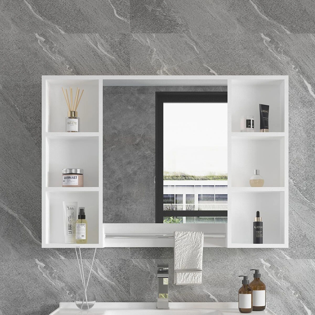 5 LUXSUITE Bathroom Mirror Cabinet Medicine Shaver Shaving Wall Storage Cupboard Organiser Shelves Furniture Bathroom, 5 of 9