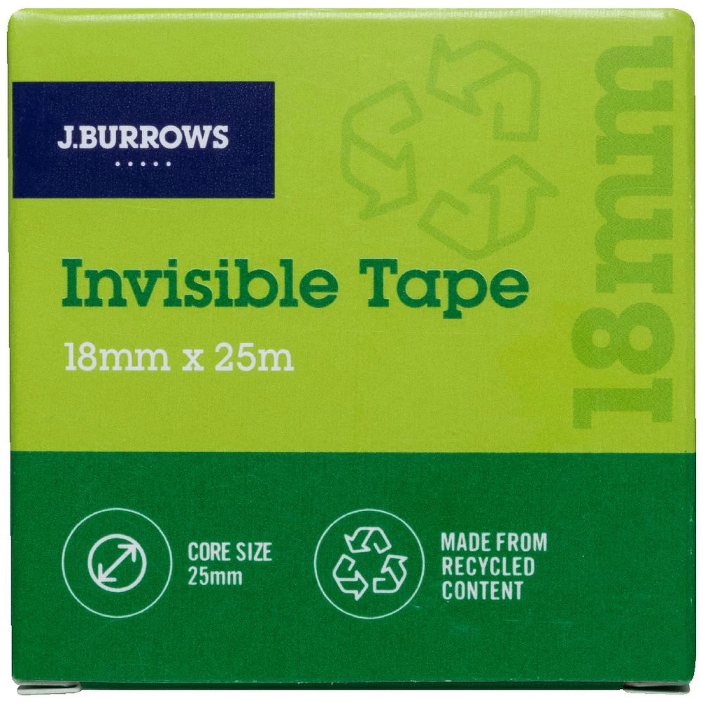 2 J.Burrows Invisible Adhesive Tape 18mmx25m 4 Pack, 2 of 3