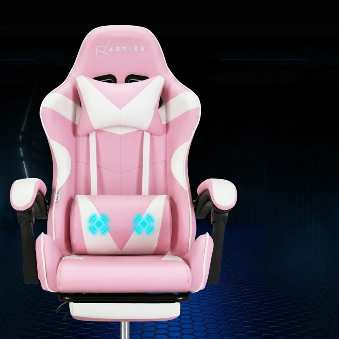 3 Artiss 2 Point Massage Gaming Office Chair Footrest - Multi, 3 of 5