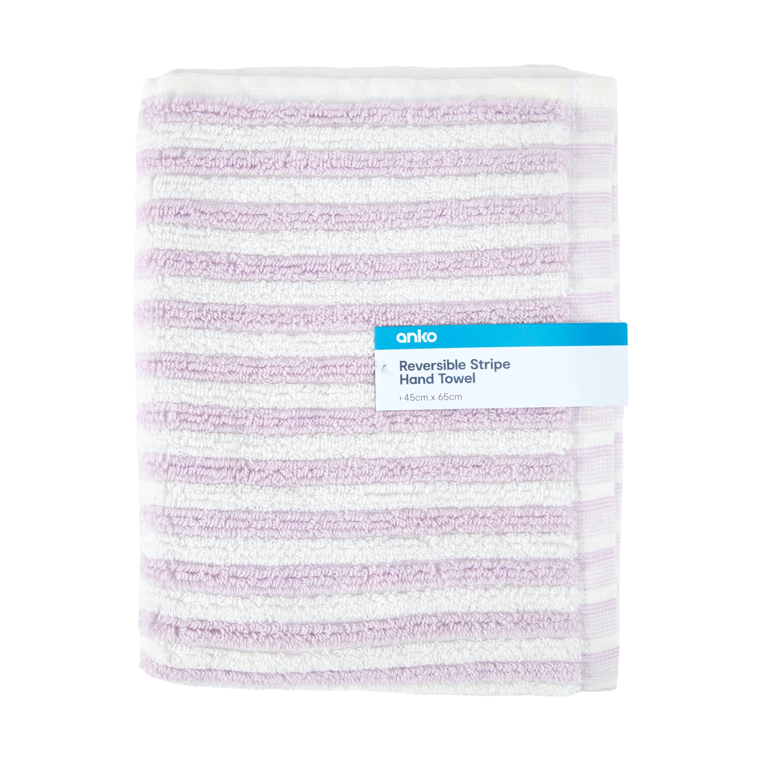 5 Cotton Reversible Stripe Hand Towel - Lilac, 5 of 6