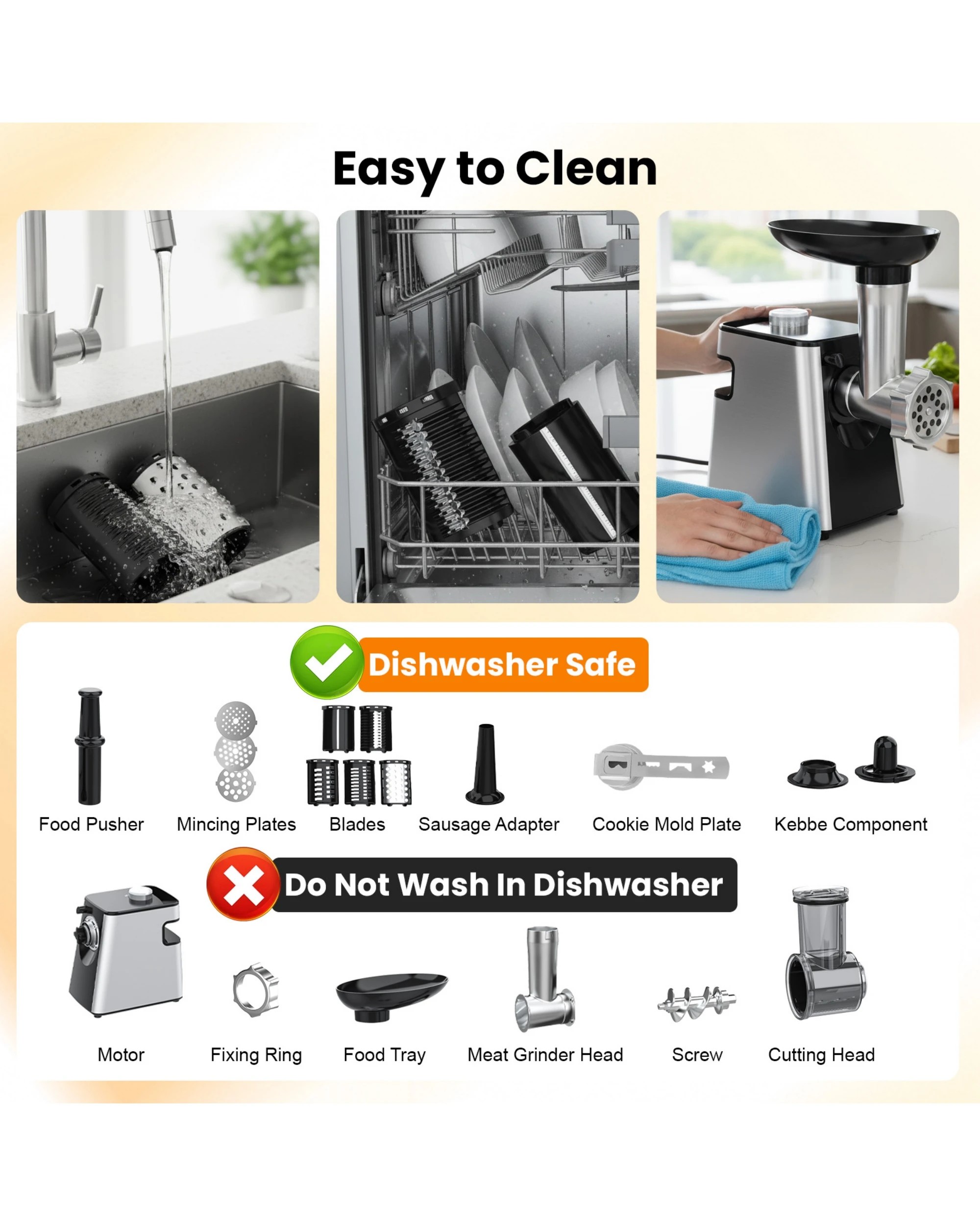 7 Advwin 8-IN-1 Electric Multi Food Processor, Cheese Grater, Meat Grinder Veges Slicer Shredder Sausage Stuffer, 7 of 8