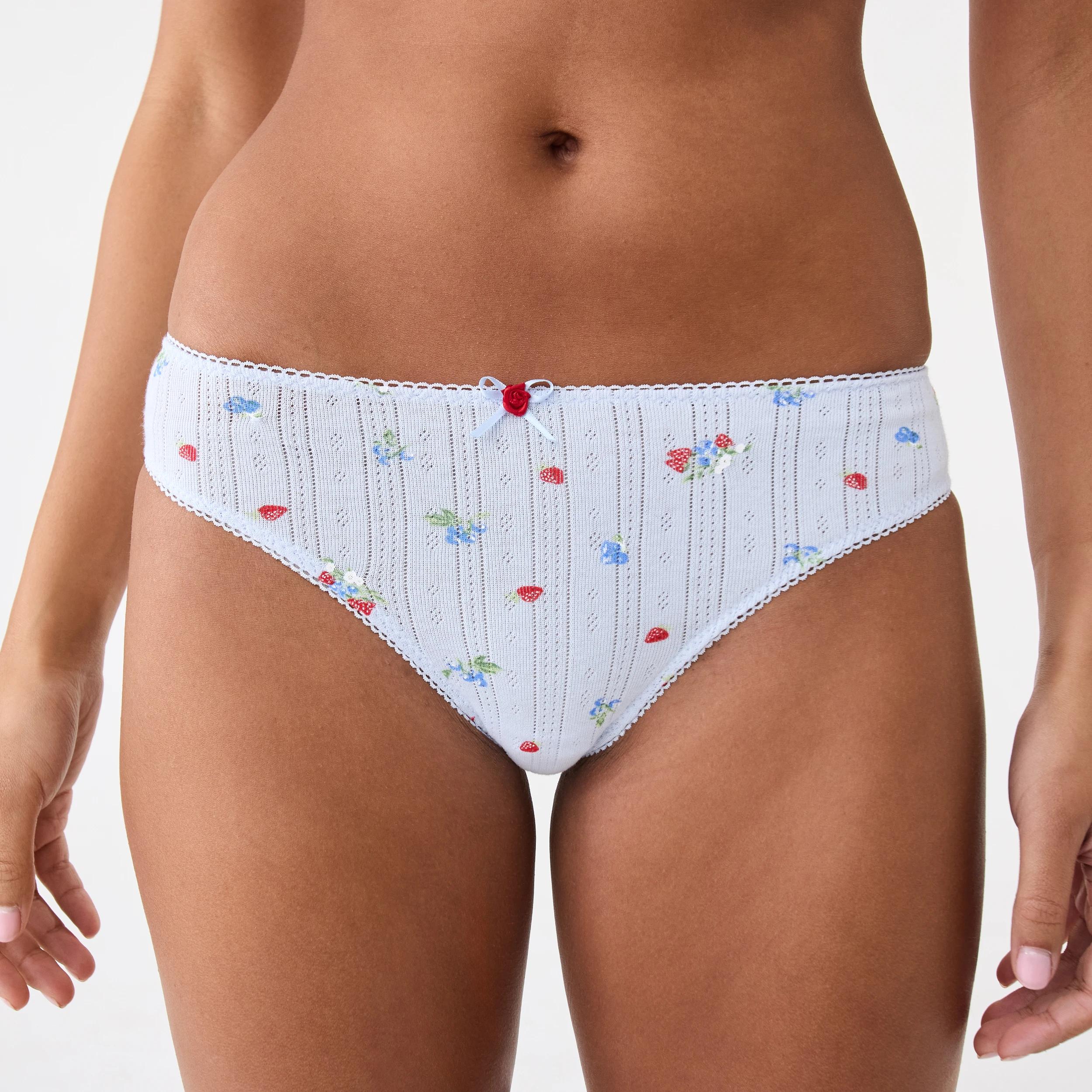 4 3 Pack Pointelle Cheeky Bikini Briefs Fruits, 4 of 9