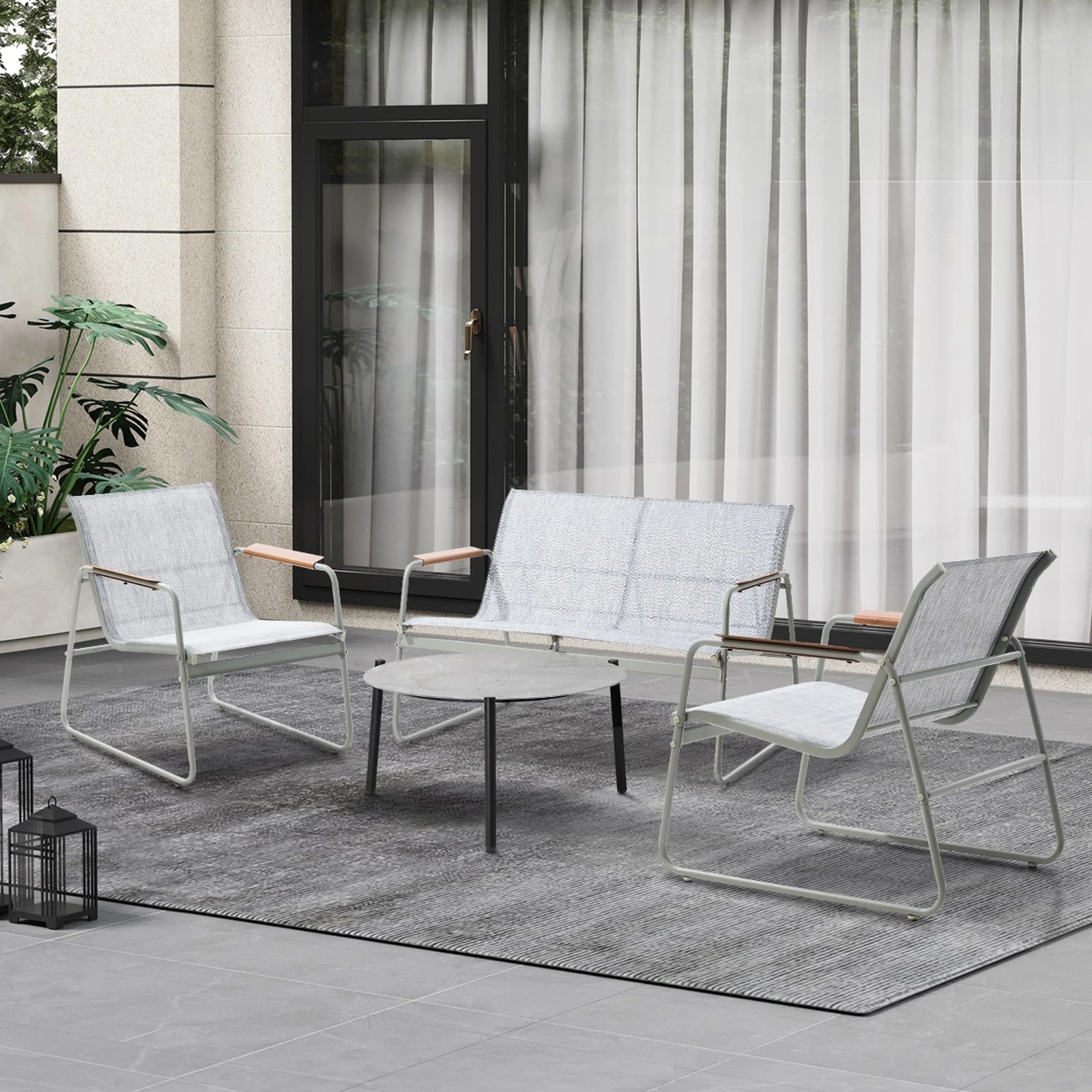 4 Livsip Outdoor Lounge Setting 4 Seater Furniture Patio 70cm Coffee Table Garden - Multi, 4 of 9
