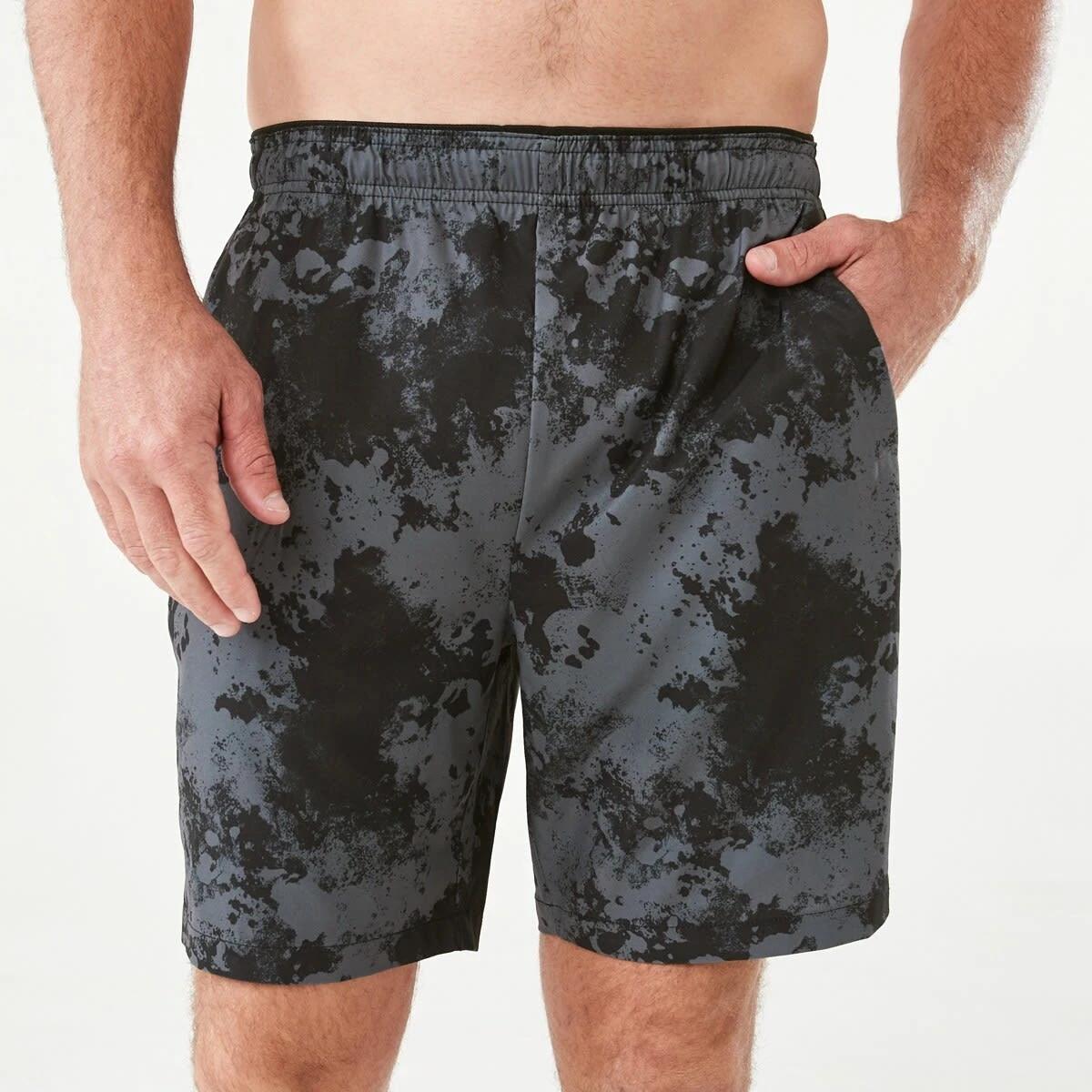 1 Active Mens Gym Shorts Blk Mono, 1 of 6