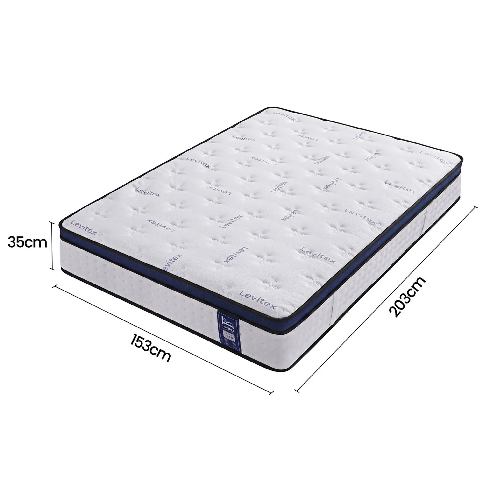 2 Levitex Mattress 35CM 7-Zone Spring Triple Cooling Dynamic Motion Isolation - Queen Bed - Multi, 2 of 10