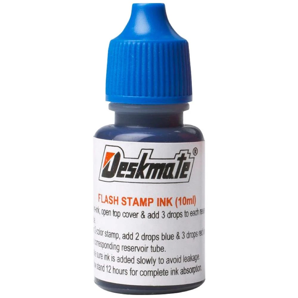 1 Deskmate Pre-Inked Office Stamp Refill Ink 10mL Blue, 1 of 1