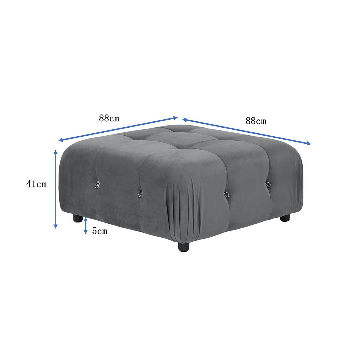 5 Foret 1pc Sofa Ottoman Modular Sectional Armless Tufted Velvet Couch Beige, 5 of 9
