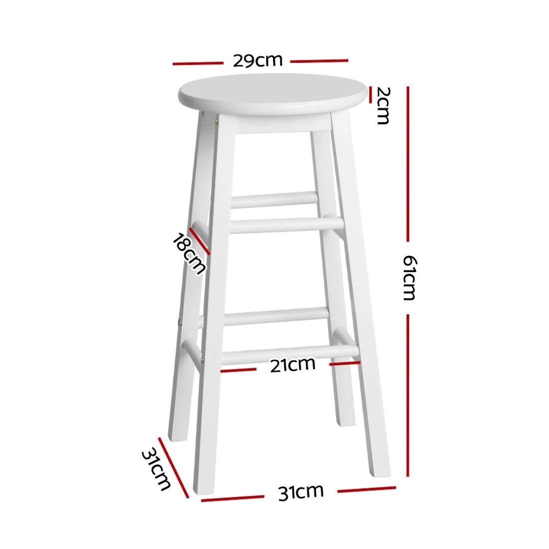 2 Artiss 2x Bar Stools Round Chairs
 - white, 2 of 6
