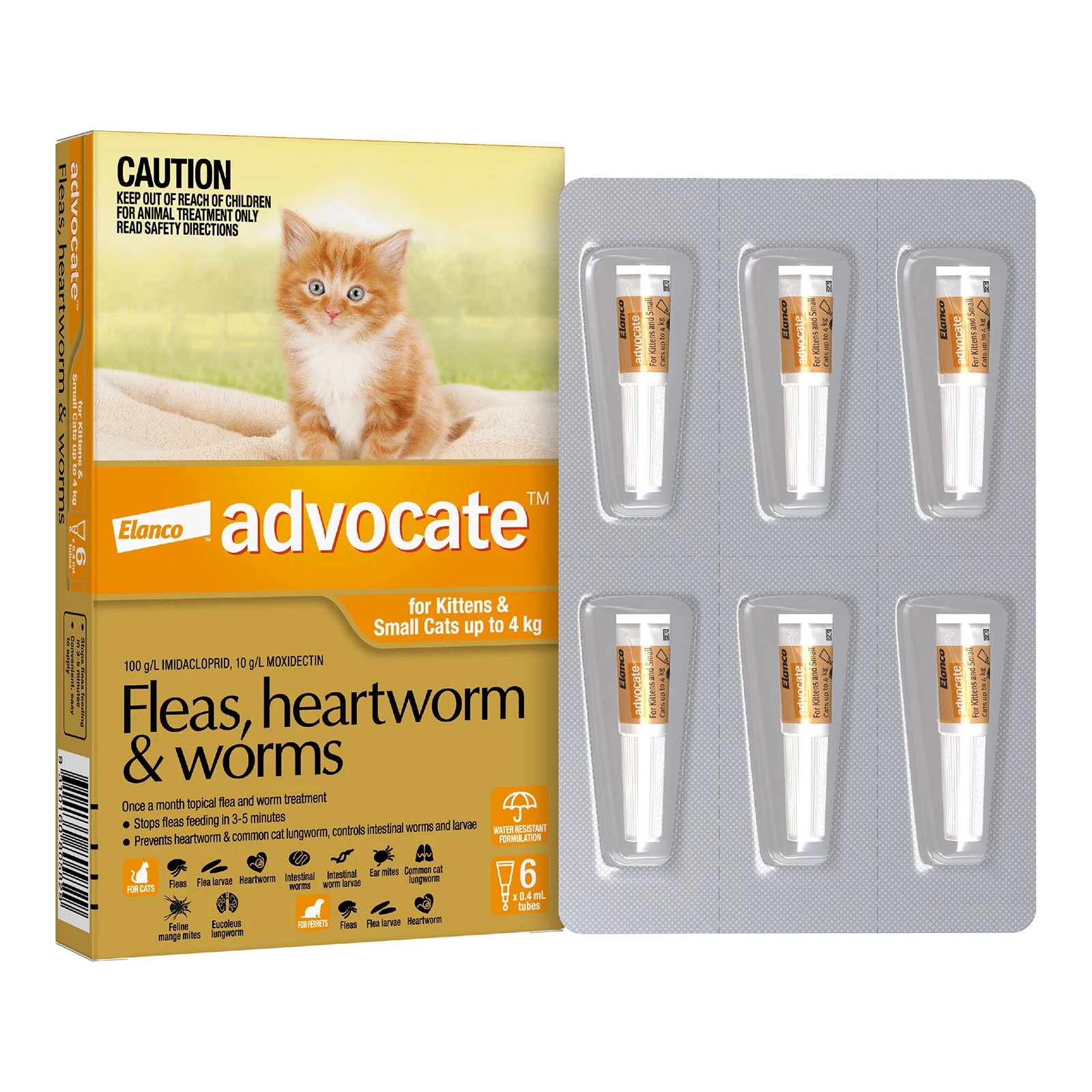 2 Advocate For Cats Flea And Worming Spot-on Up To 4kg - 6 Pack, 2 of 2