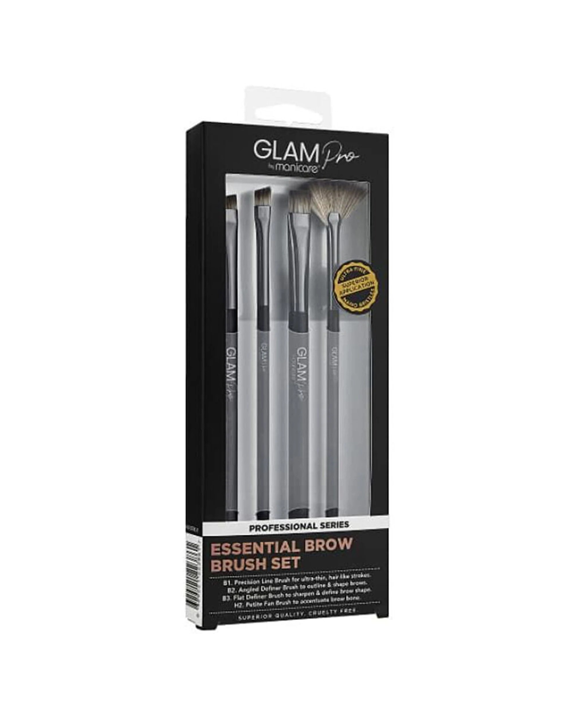 2 Glam Pro By Manicare Essential Brow Brush Set 3PK Professional Series - Black, 2 of 2