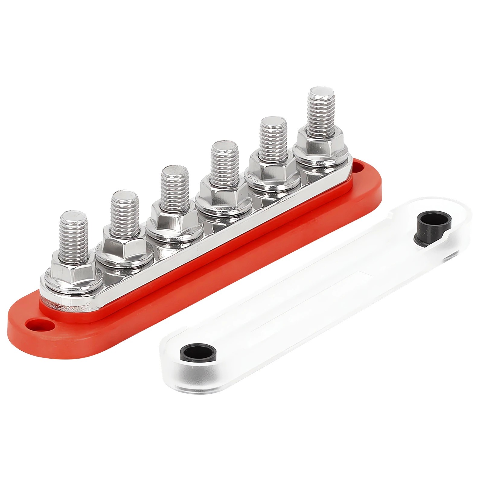 9 VoltX 300A 6-Gang M8 Bus Bar, Red, 12V Power Distribution, 9 of 10