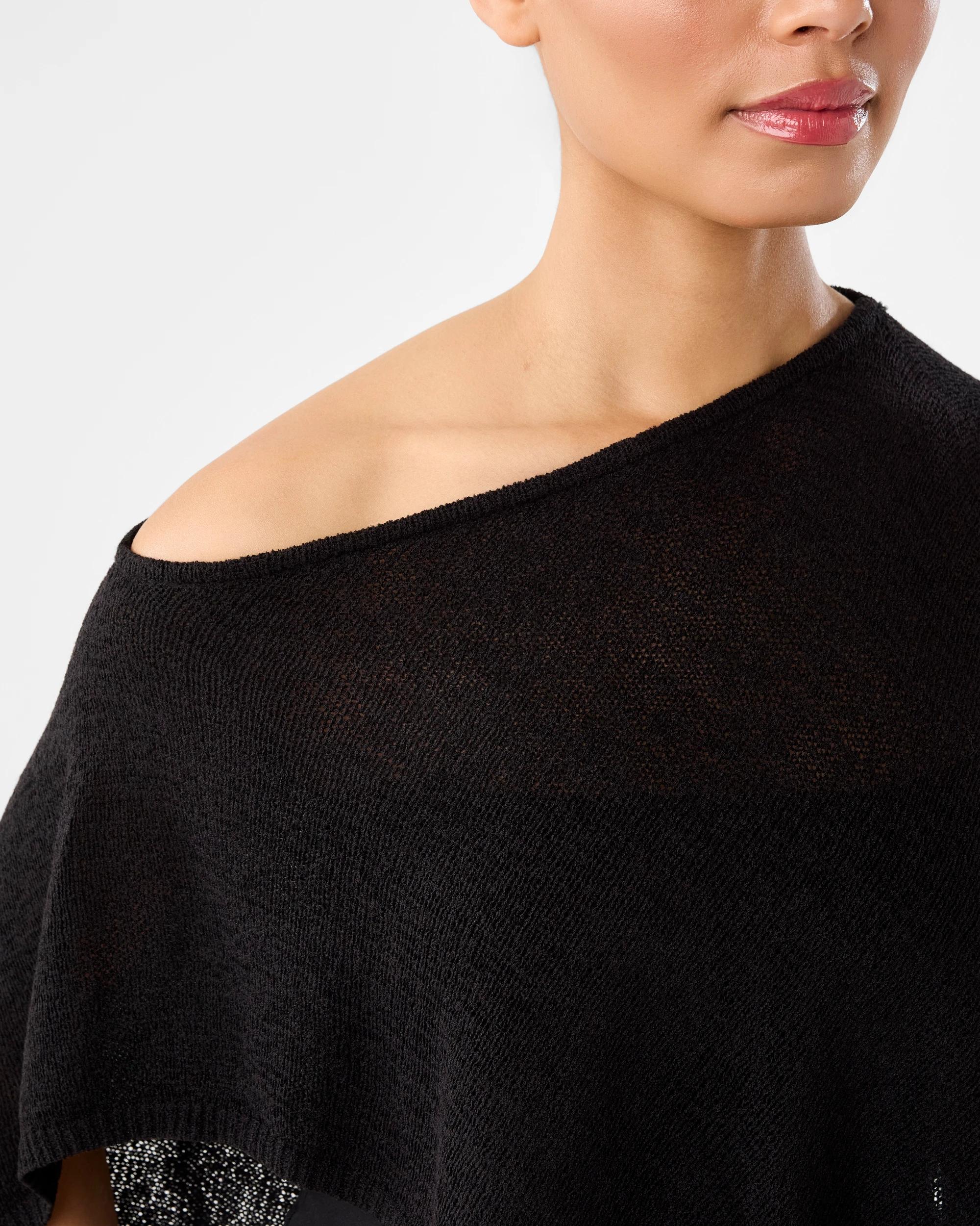 3 Knit Poncho Black, 3 of 4