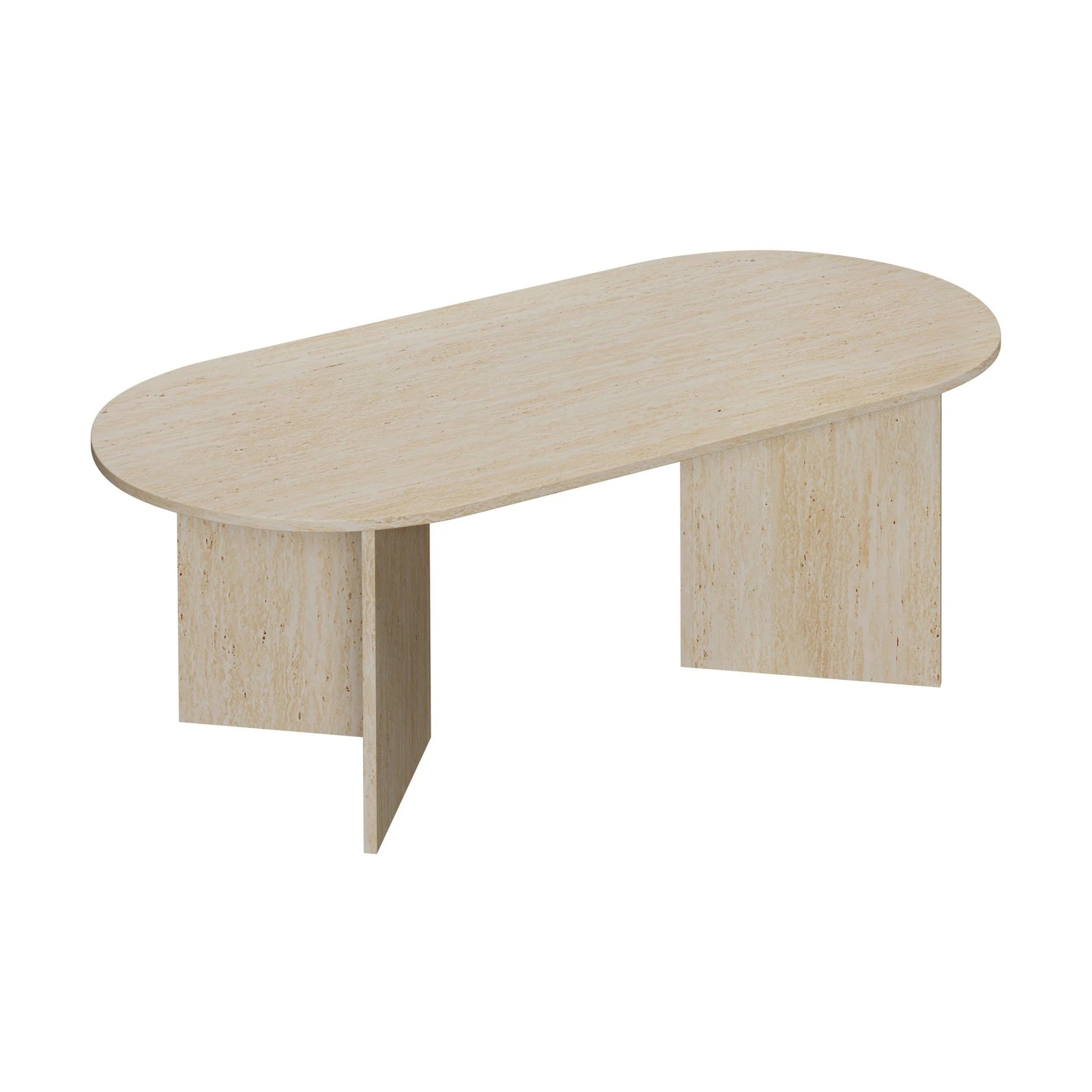 7 Oikiture Coffee Table Sofa End Table Oval Side Cafe Desk Timber - Beige, 7 of 9