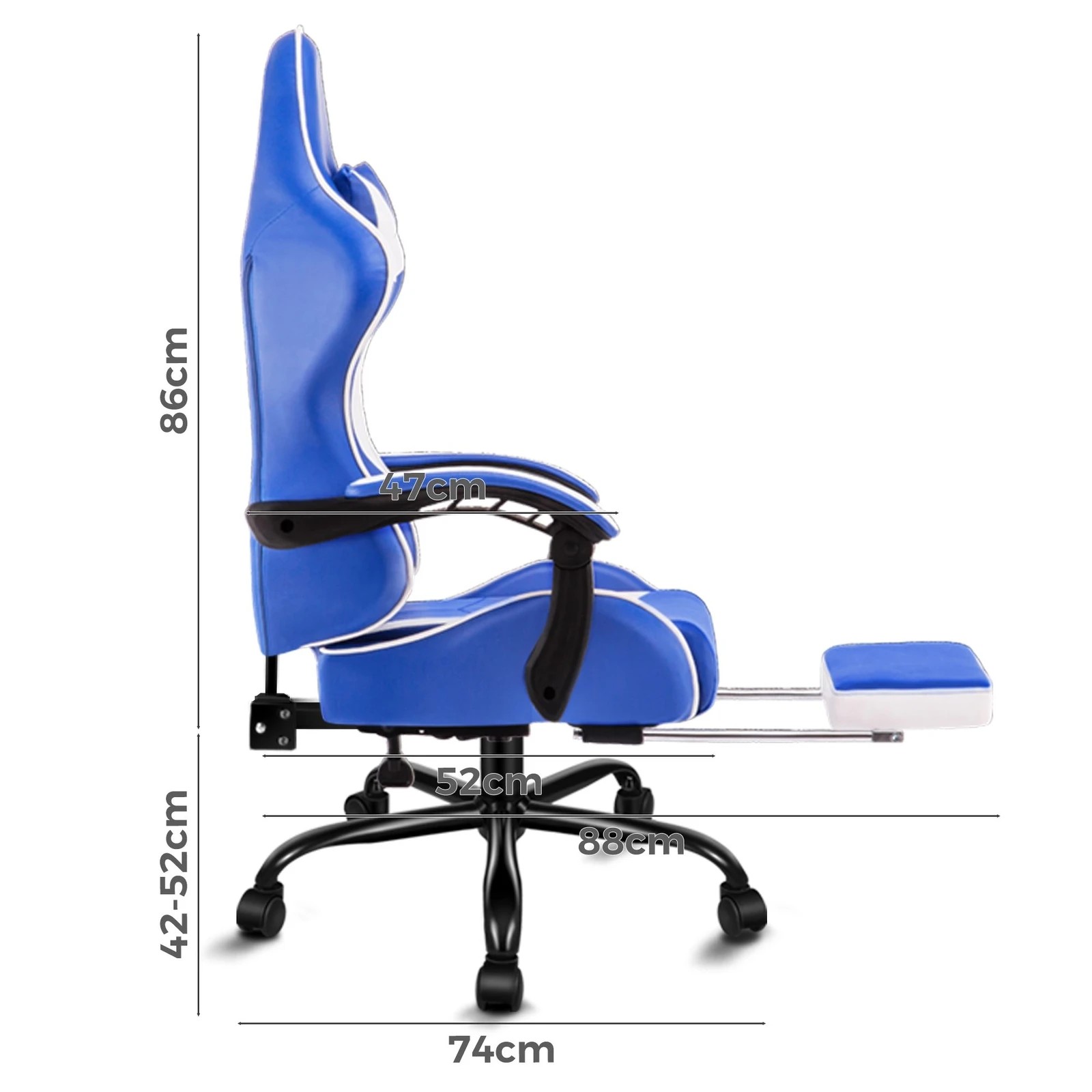 4 Alfordson Gaming Chair Office Executive Racing Footrest Seat Leather - Blue, 4 of 10