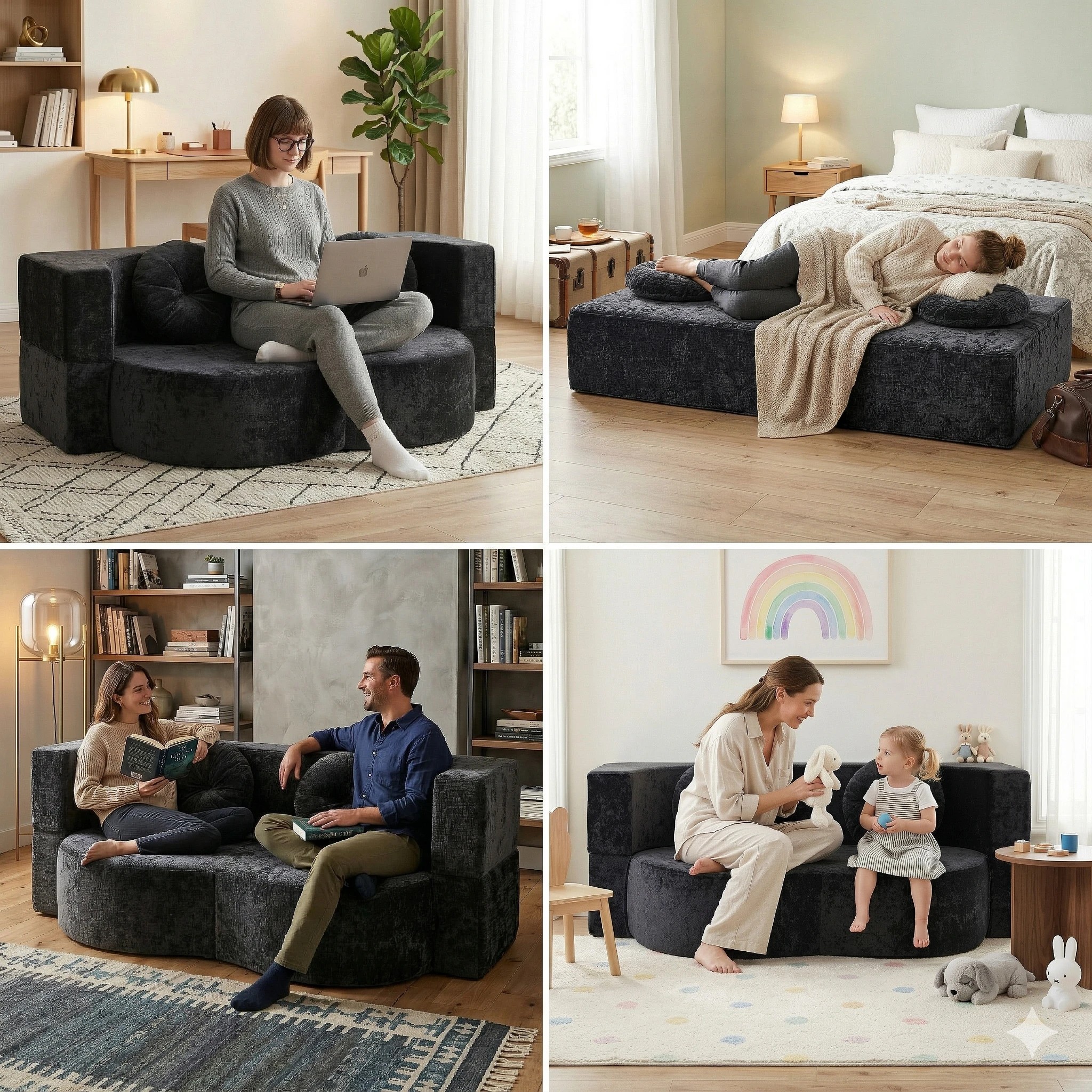 8 Artiss Convertible Compressed Sofa Bed 2 in 1 Comfort Curved Sleeper Couch - Grey, 8 of 9