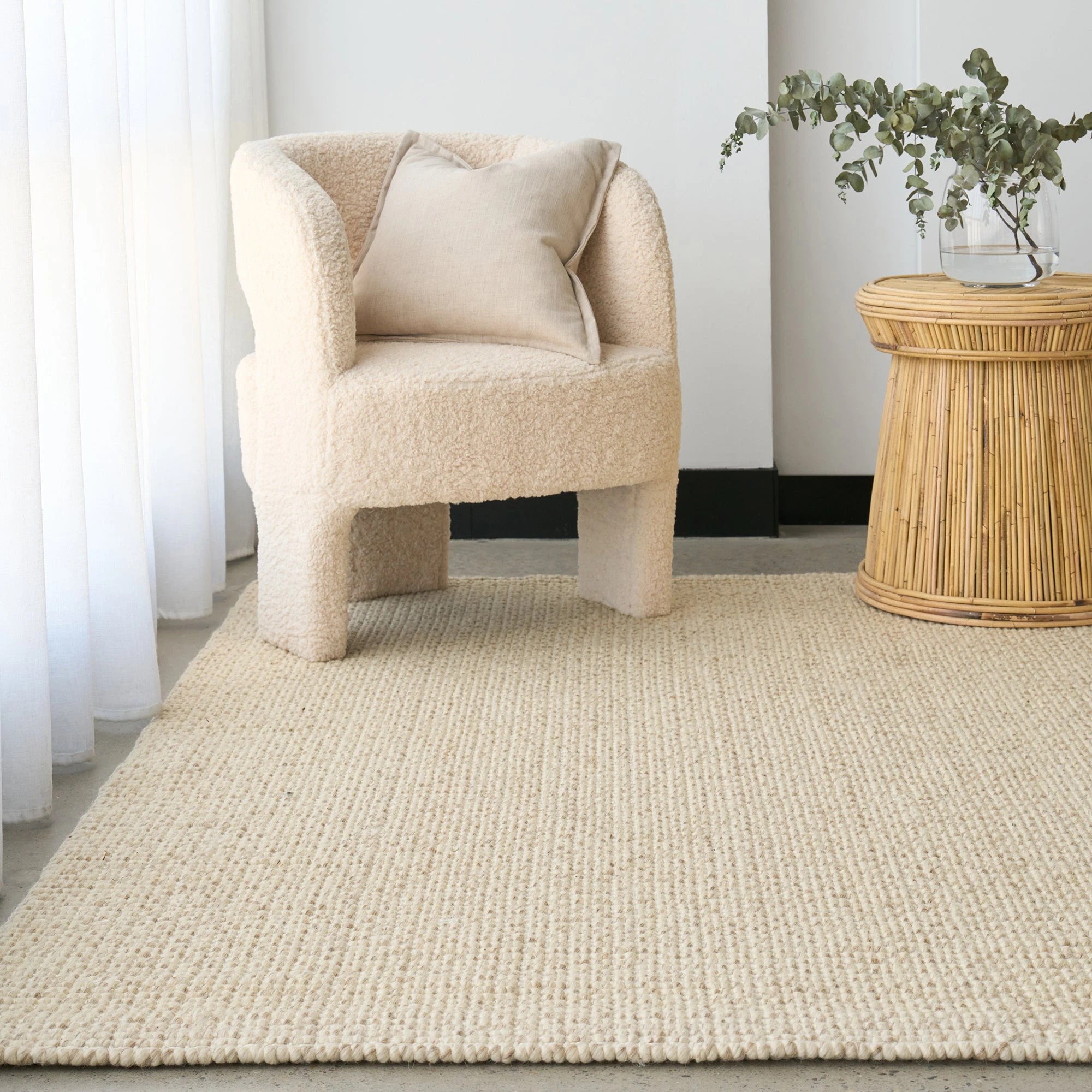 2 Common Ground Rugs Cadence Parker 280x190cm - Large Wool & Jute Rug - White, 2 of 7