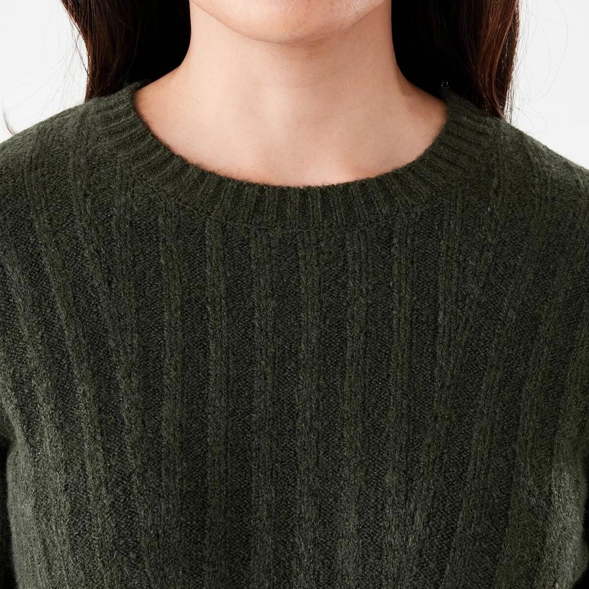 4 Long Sleeve Rib True Knit Skater Mini Dress Cargo Grn, 4 of 6