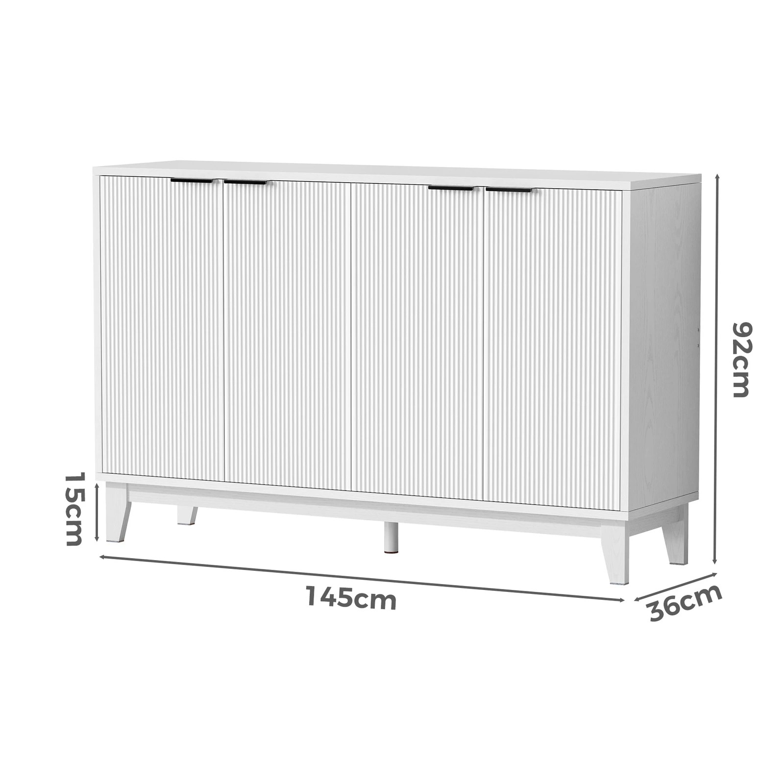 9 Alfordson Buffet Sideboard Storage Cabinet Cupboard Kitchen Hallway Pantry - White, 9 of 10