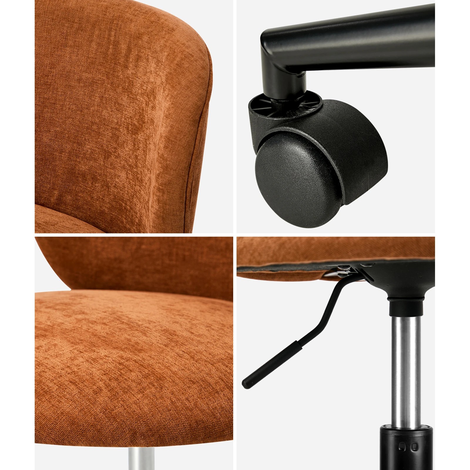 5 Oikiture Office Chair Armless Mid Back Swivel Ergonomic Chair Wheels - Orange, 5 of 5