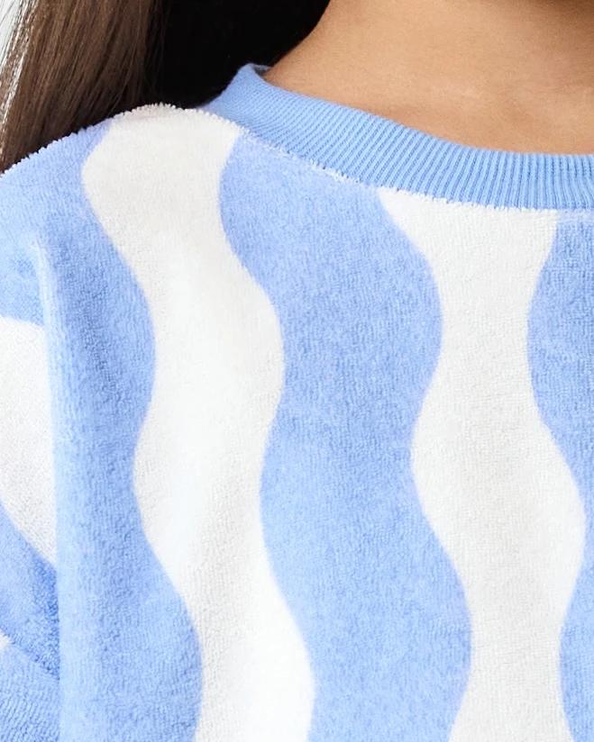 4 Oversized Terry T-shirt Blu Stripe, 4 of 7
