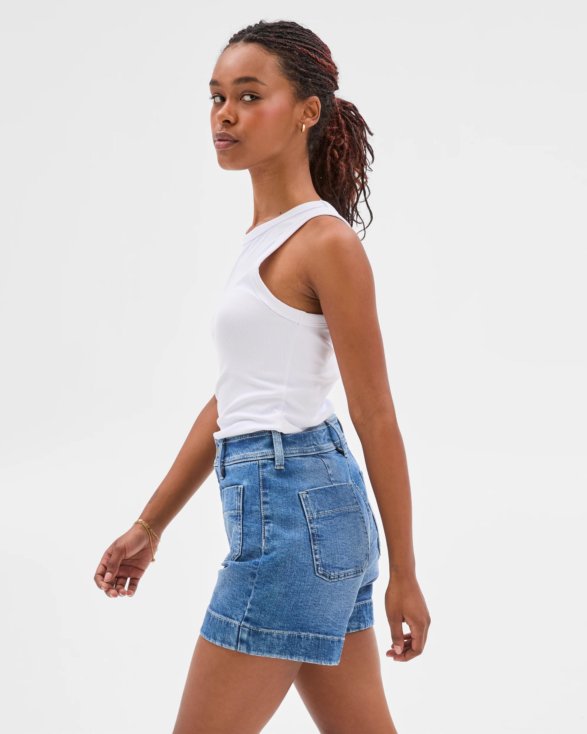 7 Target Petites Denim Shorts - Mila TINTED TEAL, 7 of 7