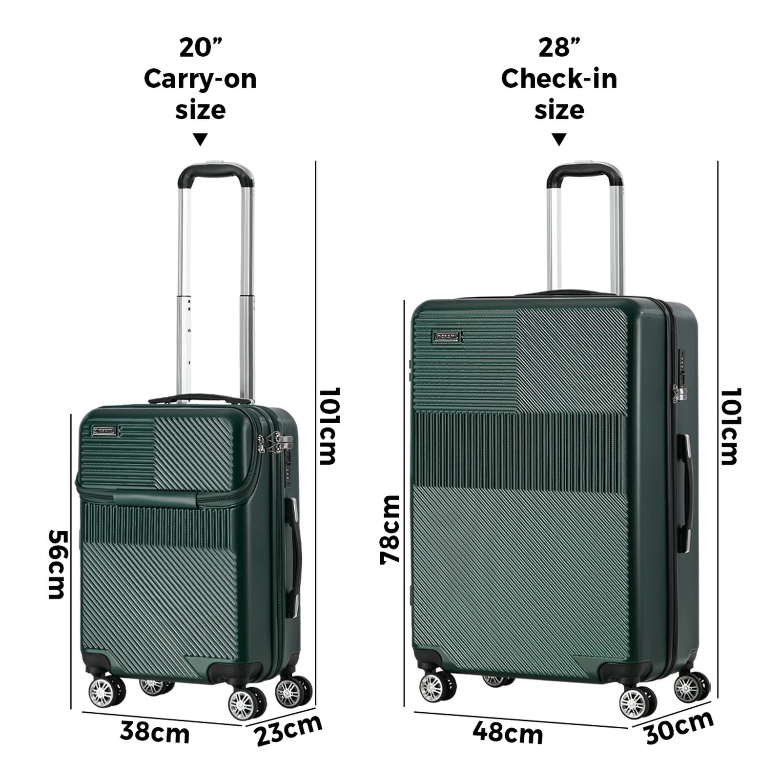 2 Mazam 2PCS Luggage Suitcase Trolley Set TSA Carry On Hard Case - Green, 2 of 8