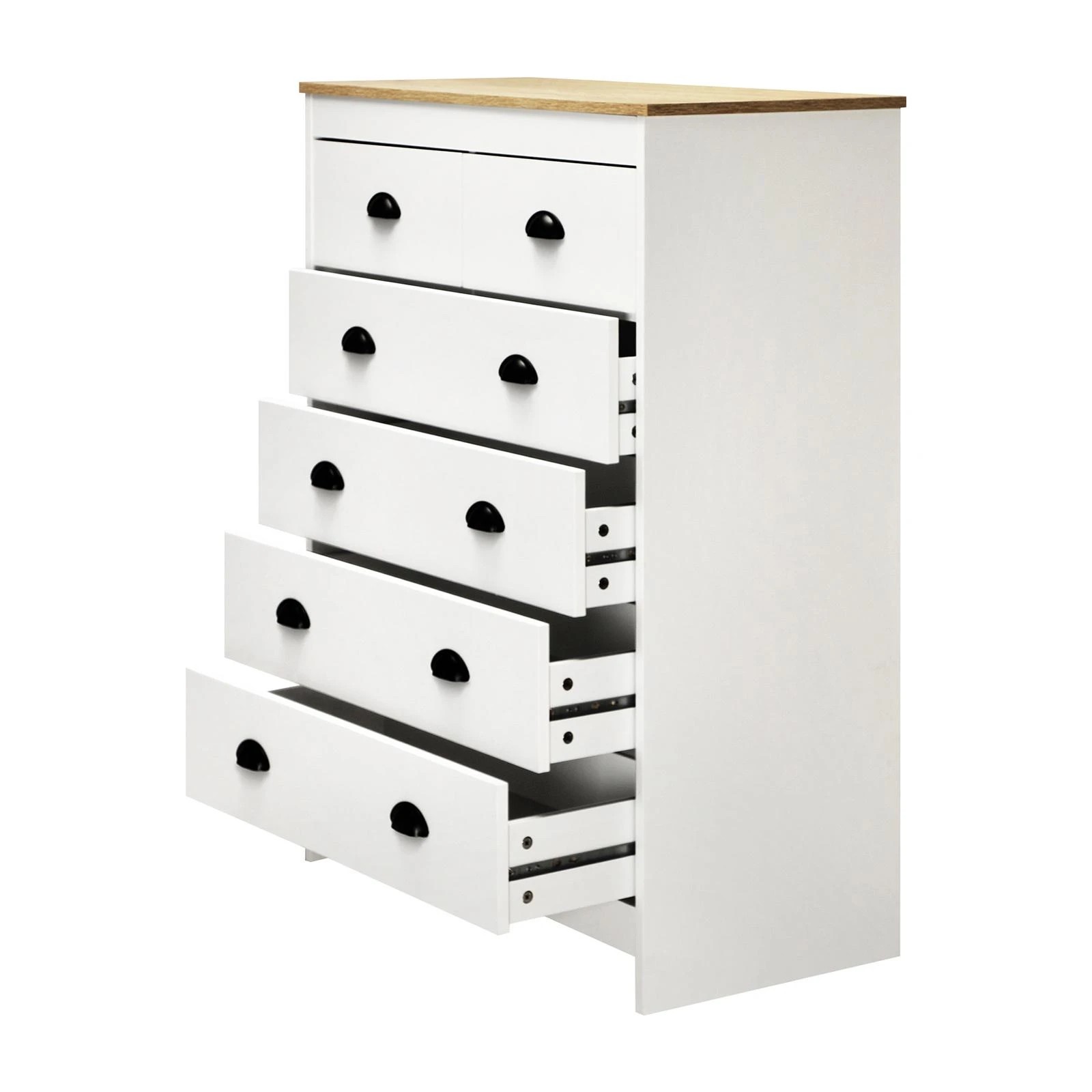 7 Oikiture 6 Chest of Drawers Tallboy Dresser Table Storage Cabinet - White, 7 of 9