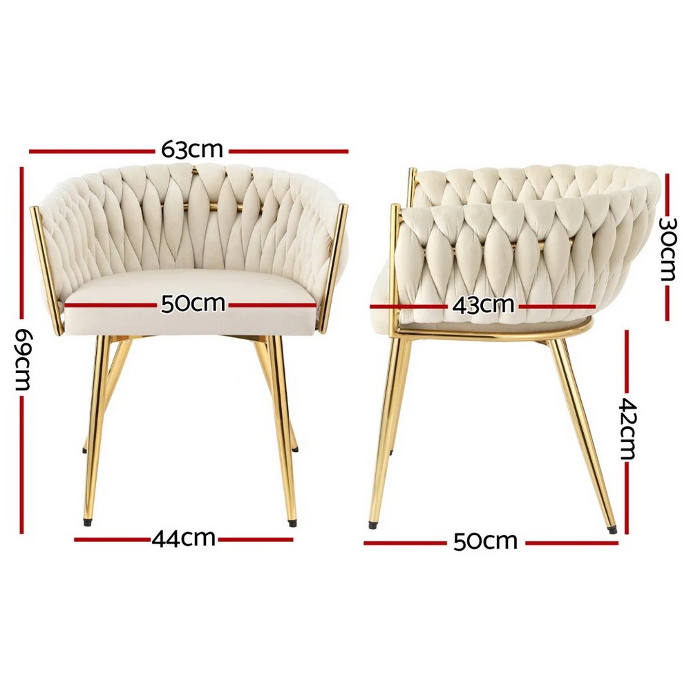 2 1 Set of 4 Artiss Dining Chairs Velvet Armchair - Natural, 2 of 5
