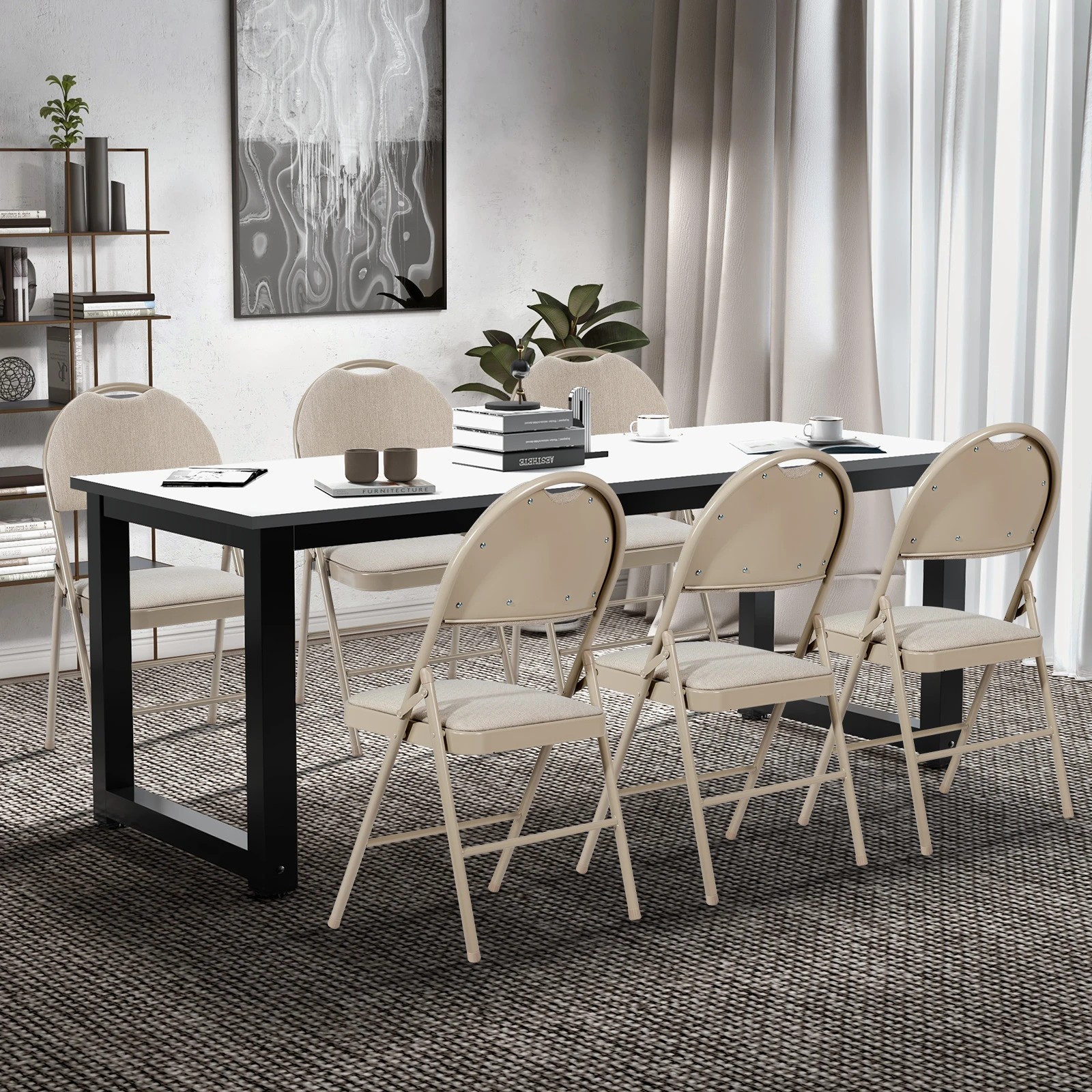 8 Costway 6x Folding Dining Chairs Portable Side Kitchen Chairs, 8 of 10