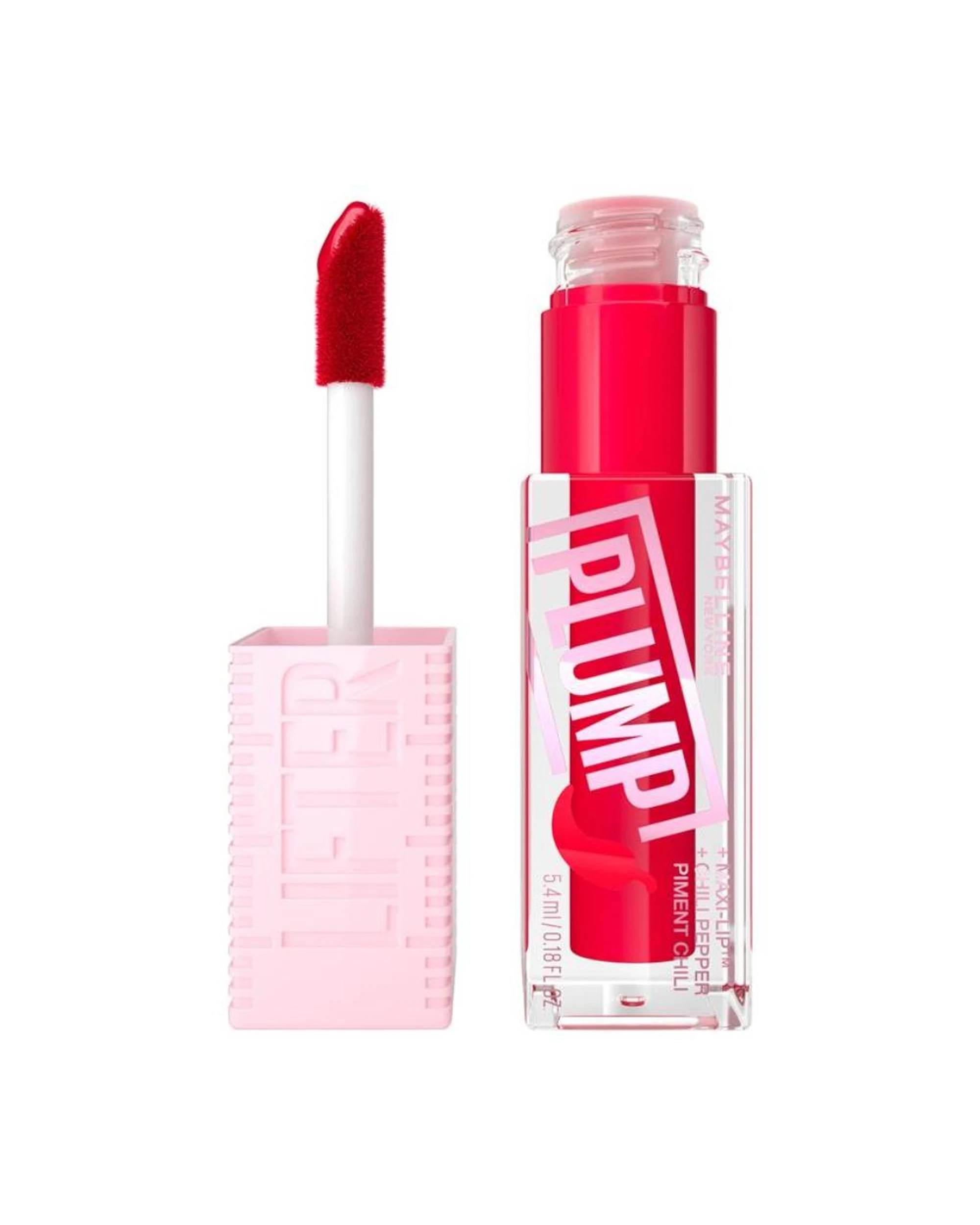 2 3 x Maybelline Lifter Plump Gloss Plumping Lip Gloss 5.4mL - 004 Red Flag - Red, 2 of 8