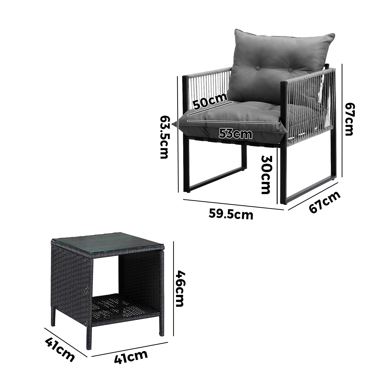2 Livsip 3PCS Outdoor Patio Set Wicker Furniture Dining Table Chairs Setting - Multi, 2 of 9
