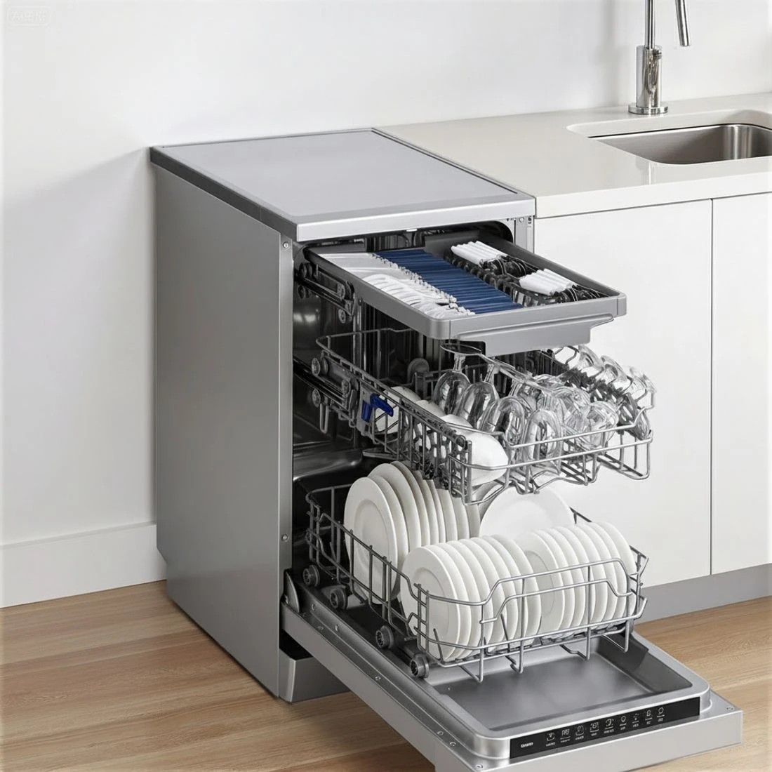 4 Devanti 10 Place Settings Freestanding Dishwasher - Silver, 4 of 7