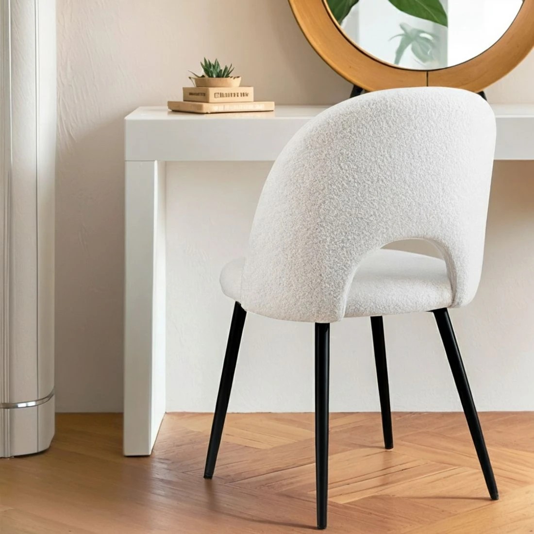 5 1 Set of 4 Artiss Dining Chair Boucle Sherpa - White, 5 of 5