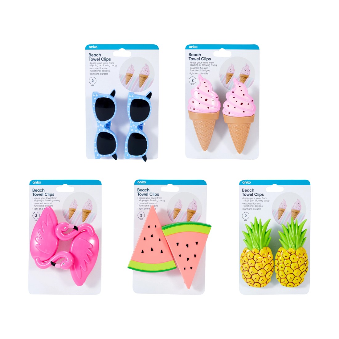 9 2 Pack Beach Towel Clips - Assorted, 9 of 10