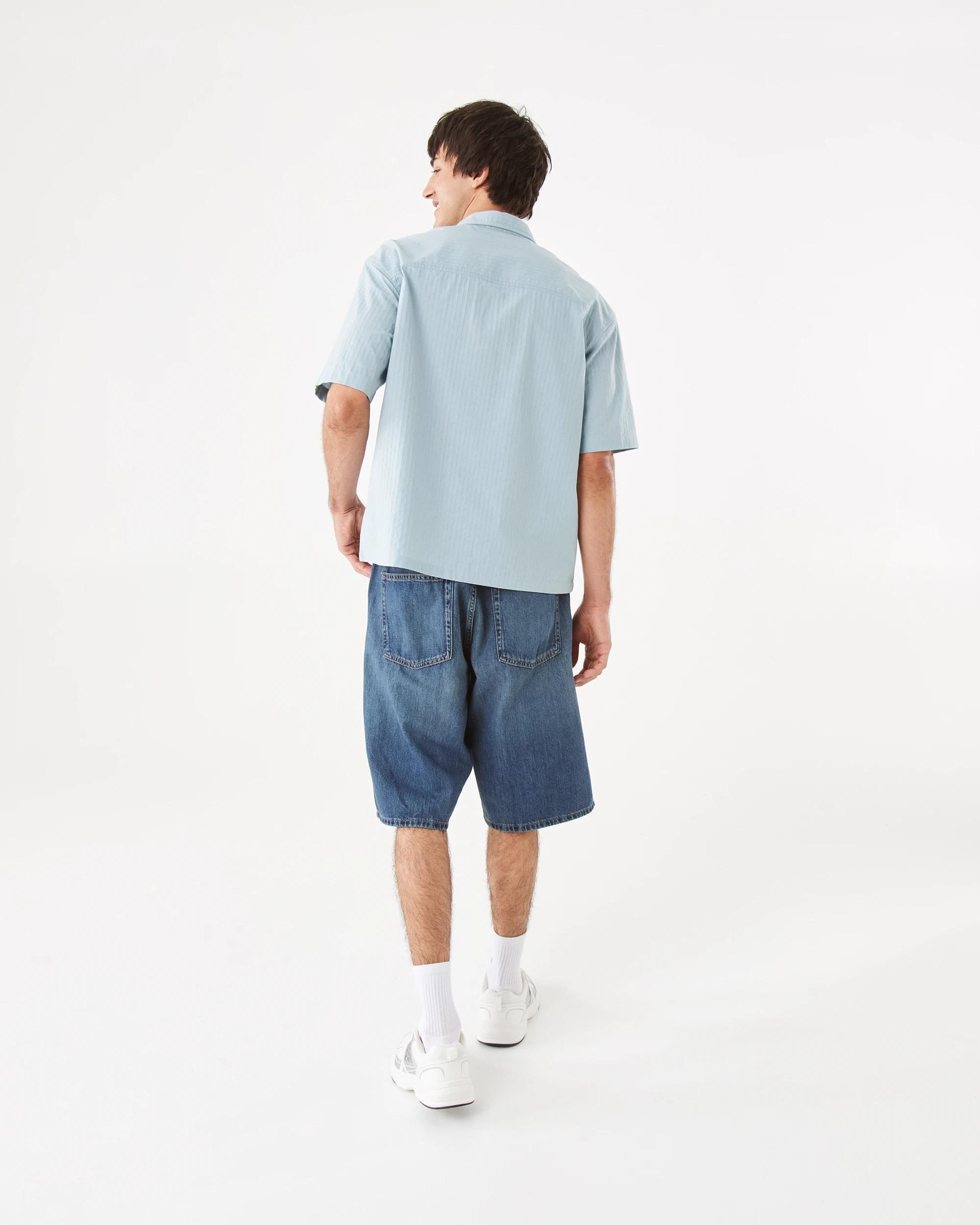 4 Short Sleeve Boxy Stripe Shirt Blu Cloud, 4 of 7