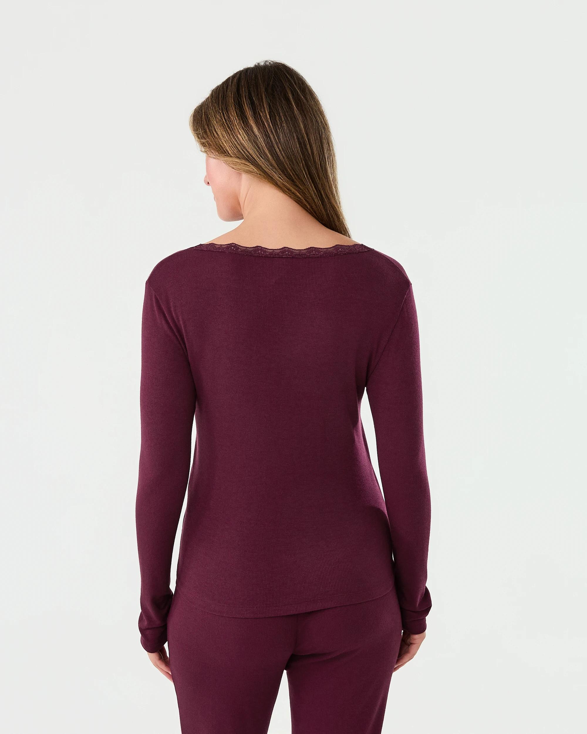 2 Comfort Rib Lace Trim Top Velvet Red, 2 of 6