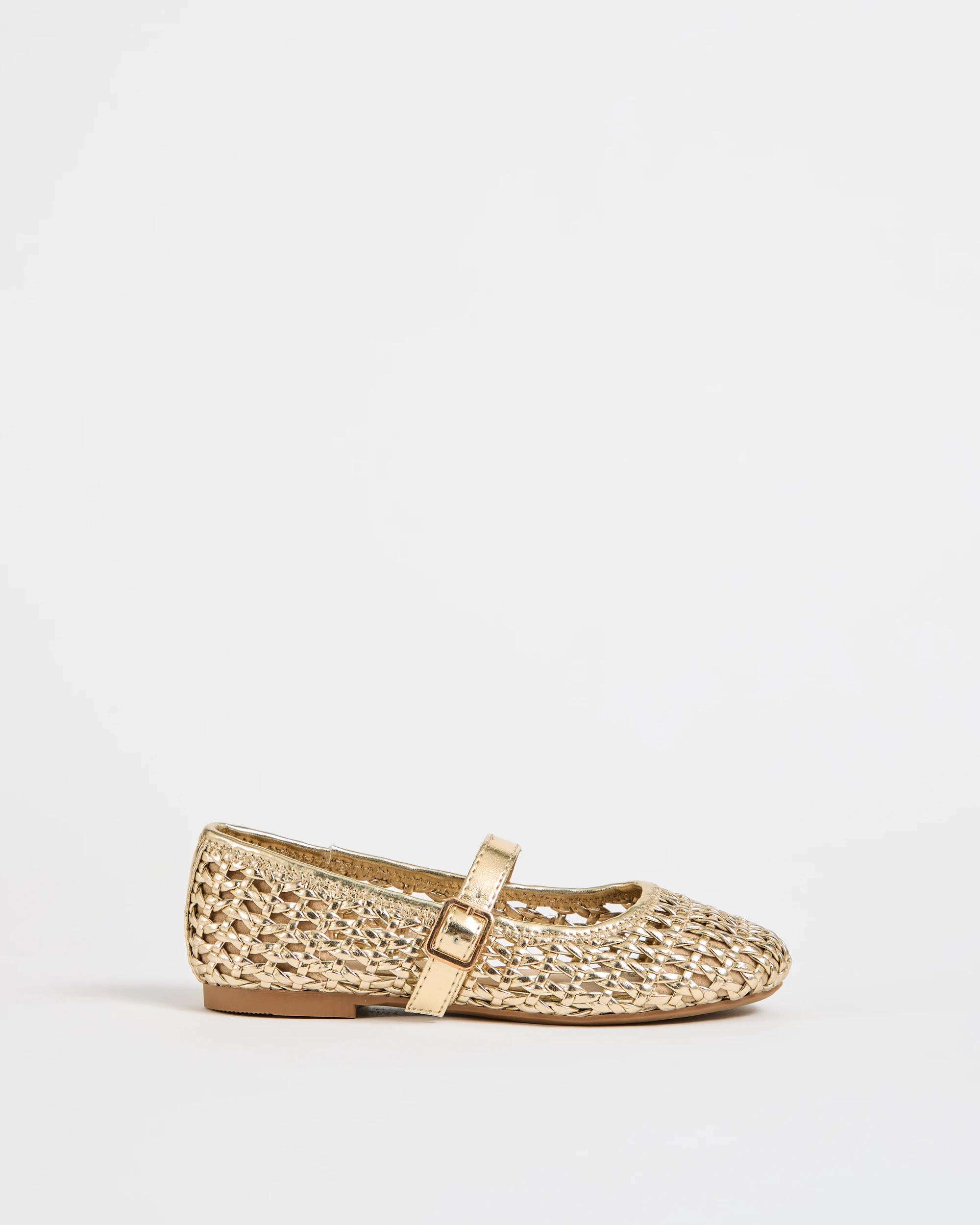 1 Target Kids Metallic Weave Ballet Flats GOLD, 1 of 3
