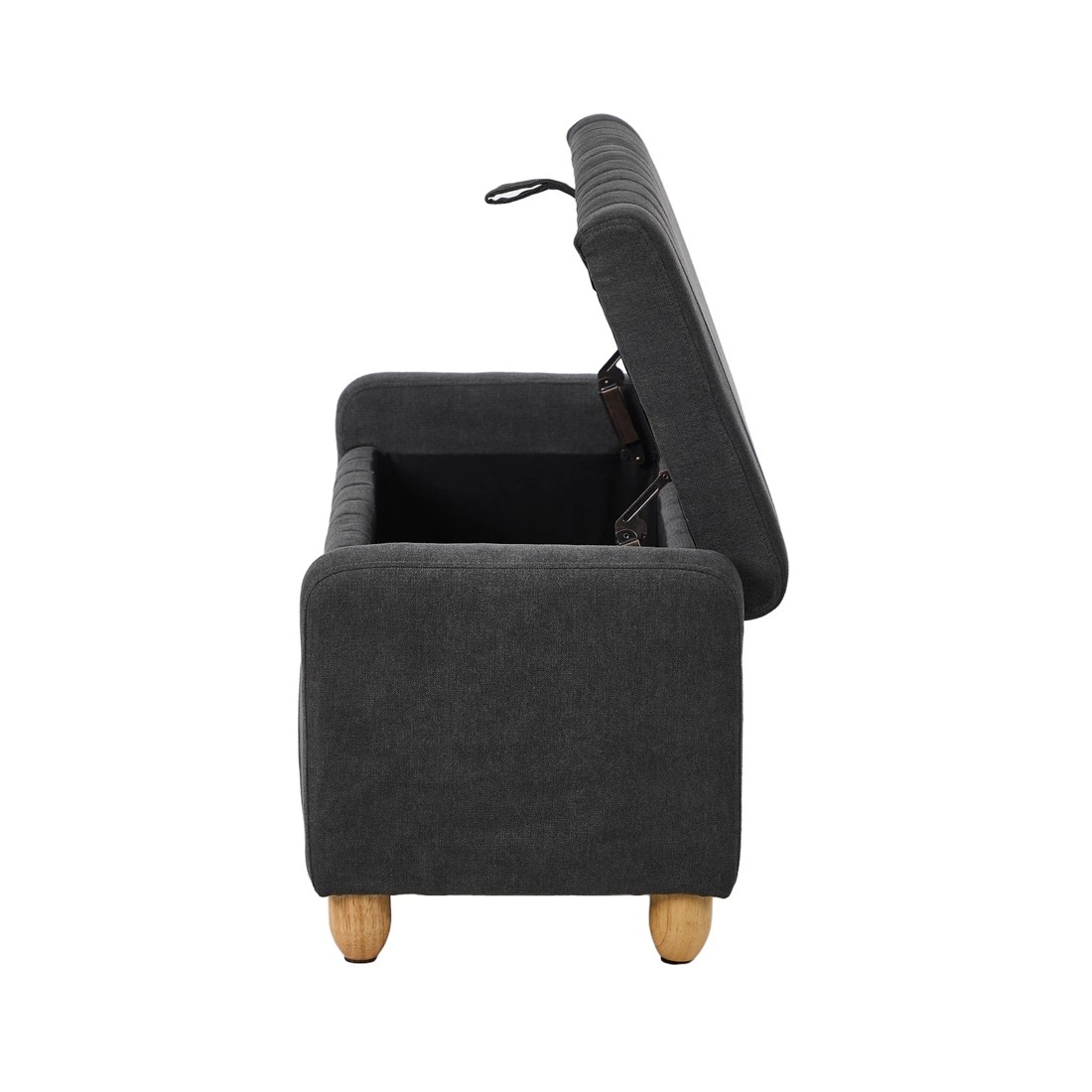 9 Oikiture Storage Ottoman Couch Stripe Linen - Grey, 9 of 10